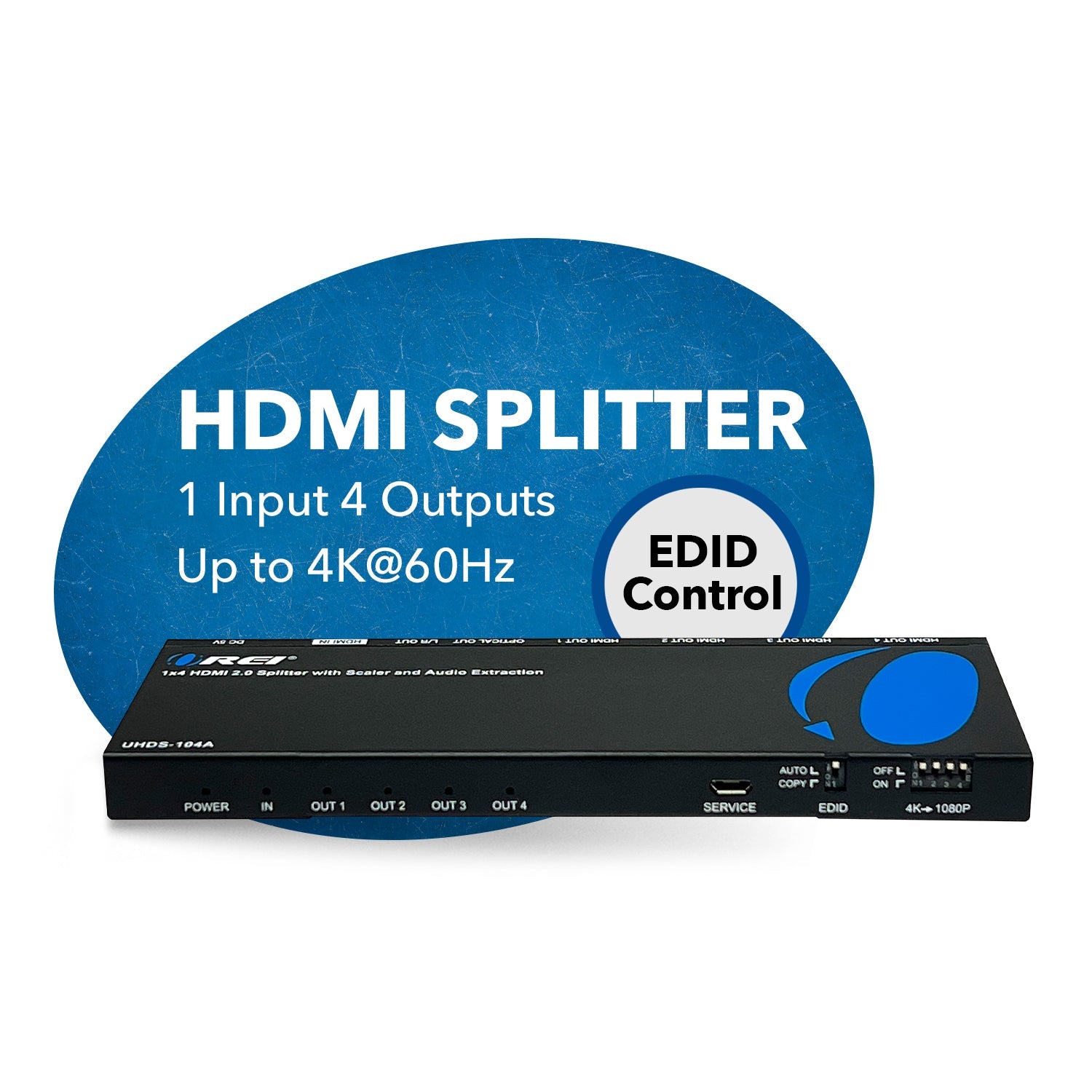 4K@60Hz 1x4 HDMI™ Splitter (Downscaler, Audio Extract)-UHDS-104A