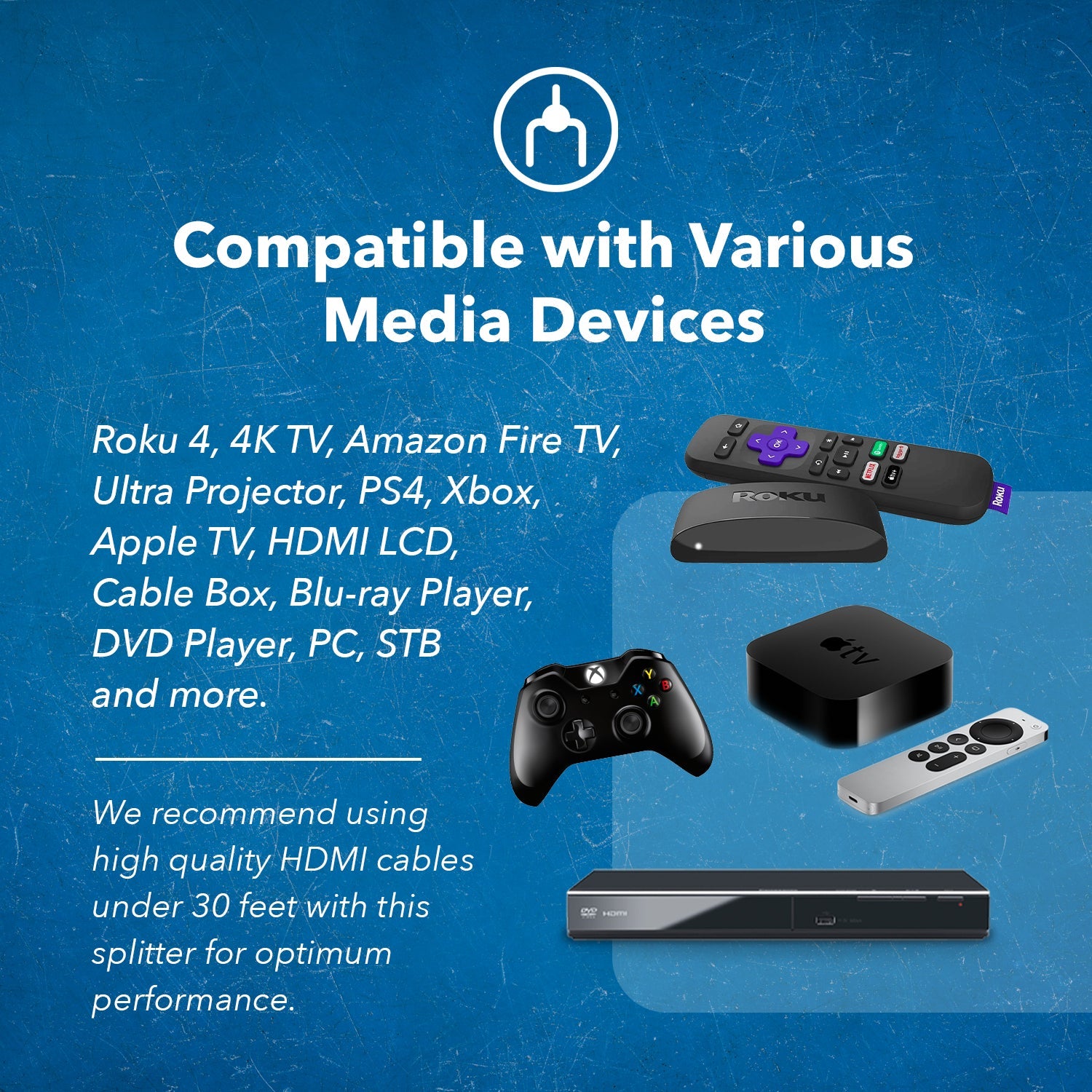 4K@60Hz 1x4 HDMI™ Splitter (Downscaler, Audio Extract)-UHDS-104A