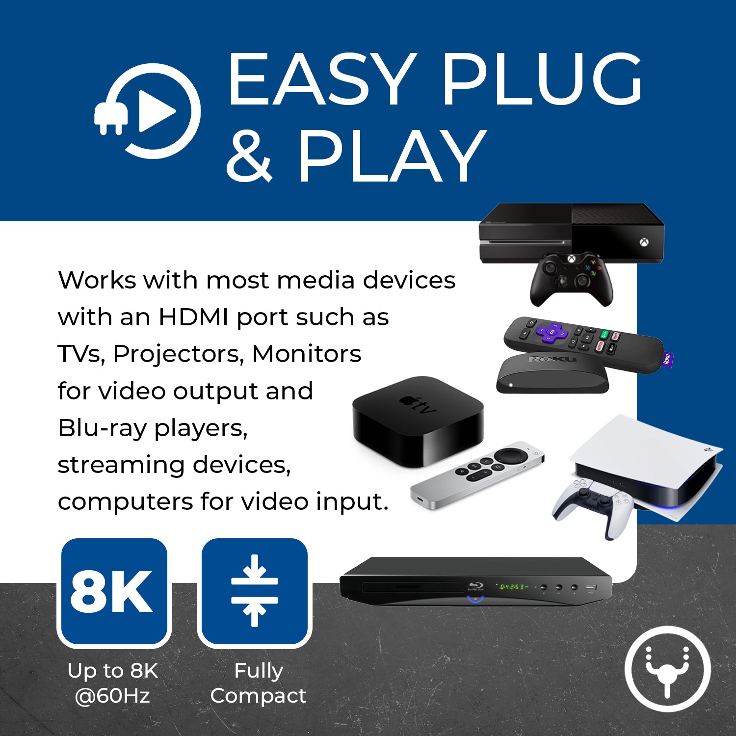 8K@60Hz 2-Way HDMI™ Switch/Splitter (UHDS-212)