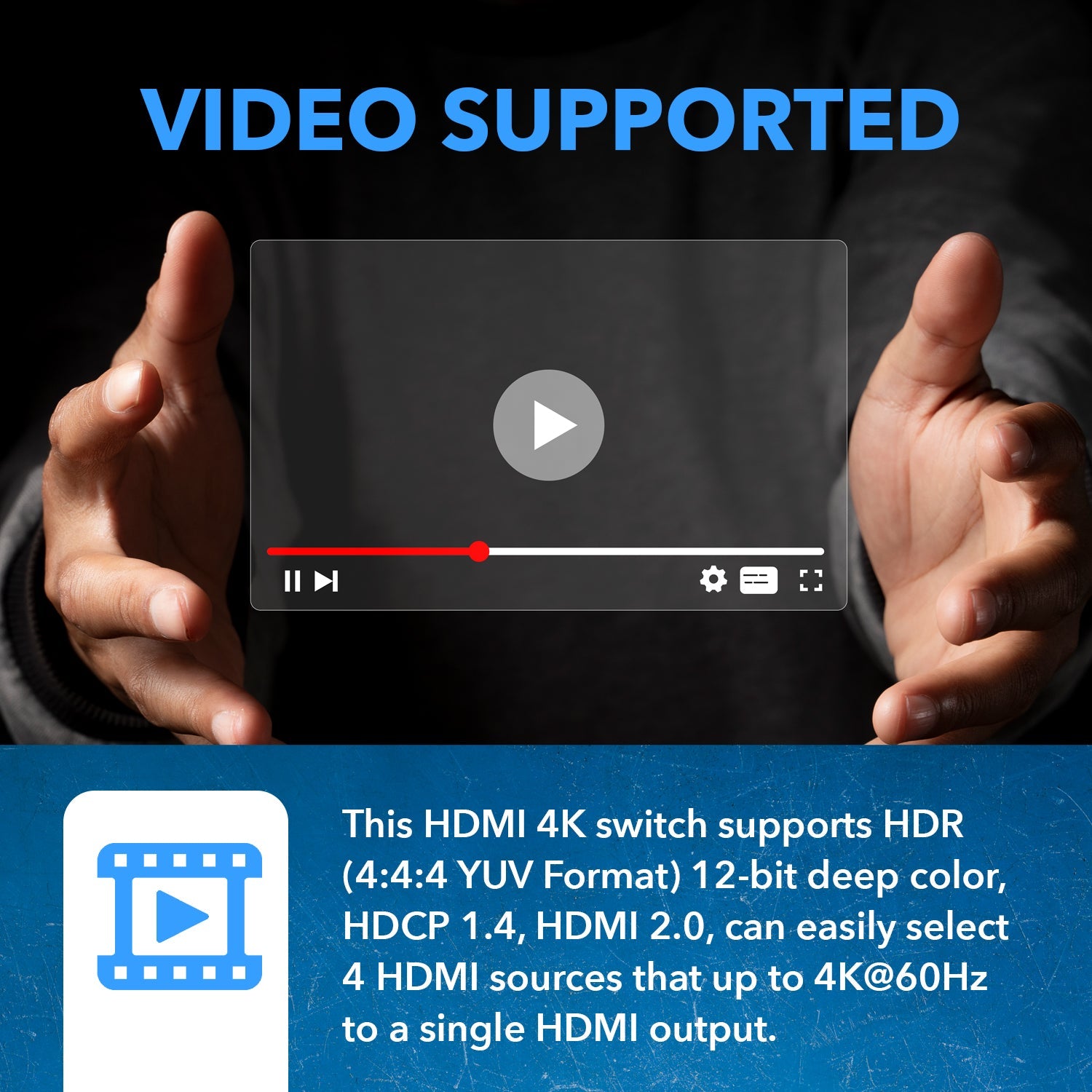4K@60Hz 4-port HDMI™ Switch (Audio Extract) (UHDS-401A-O)