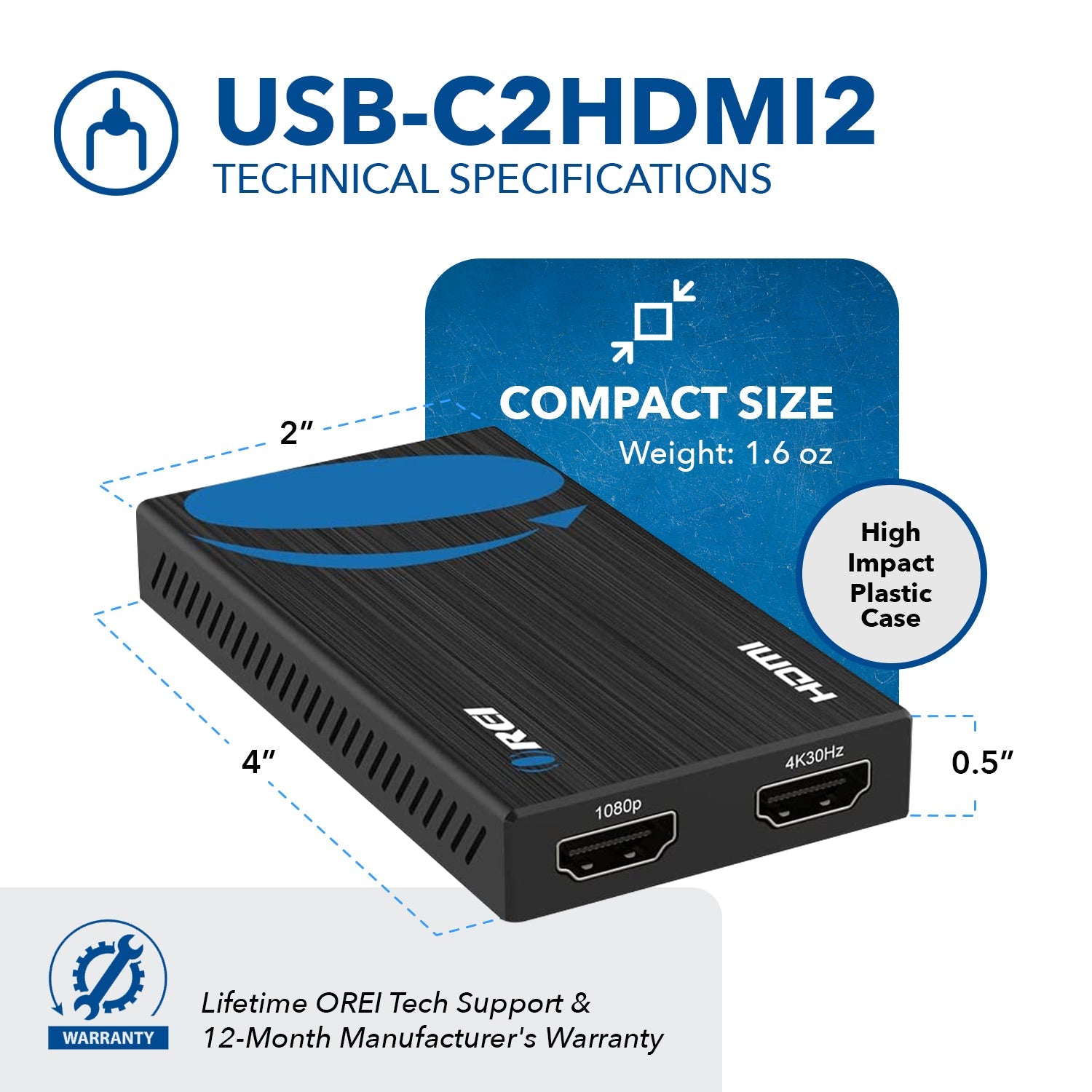SplitExtend® USB to HDMI Dual Display Adapter-USBC2HDMI2
