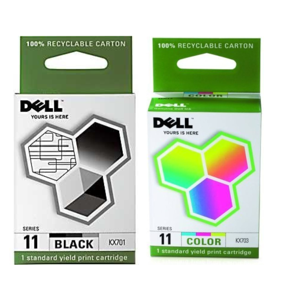 New, Pre-Owned - Dell Series 11 Black and Color Combo Pack Ink Cartridges