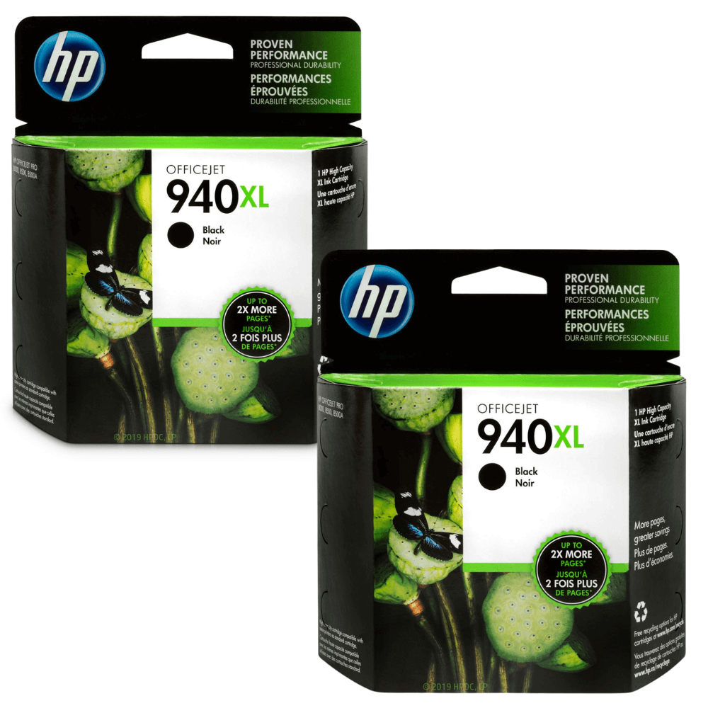 New, Pre-Owned - HP 940XL (C4906AN) Black High Yield Ink Cartridge 2 Pack