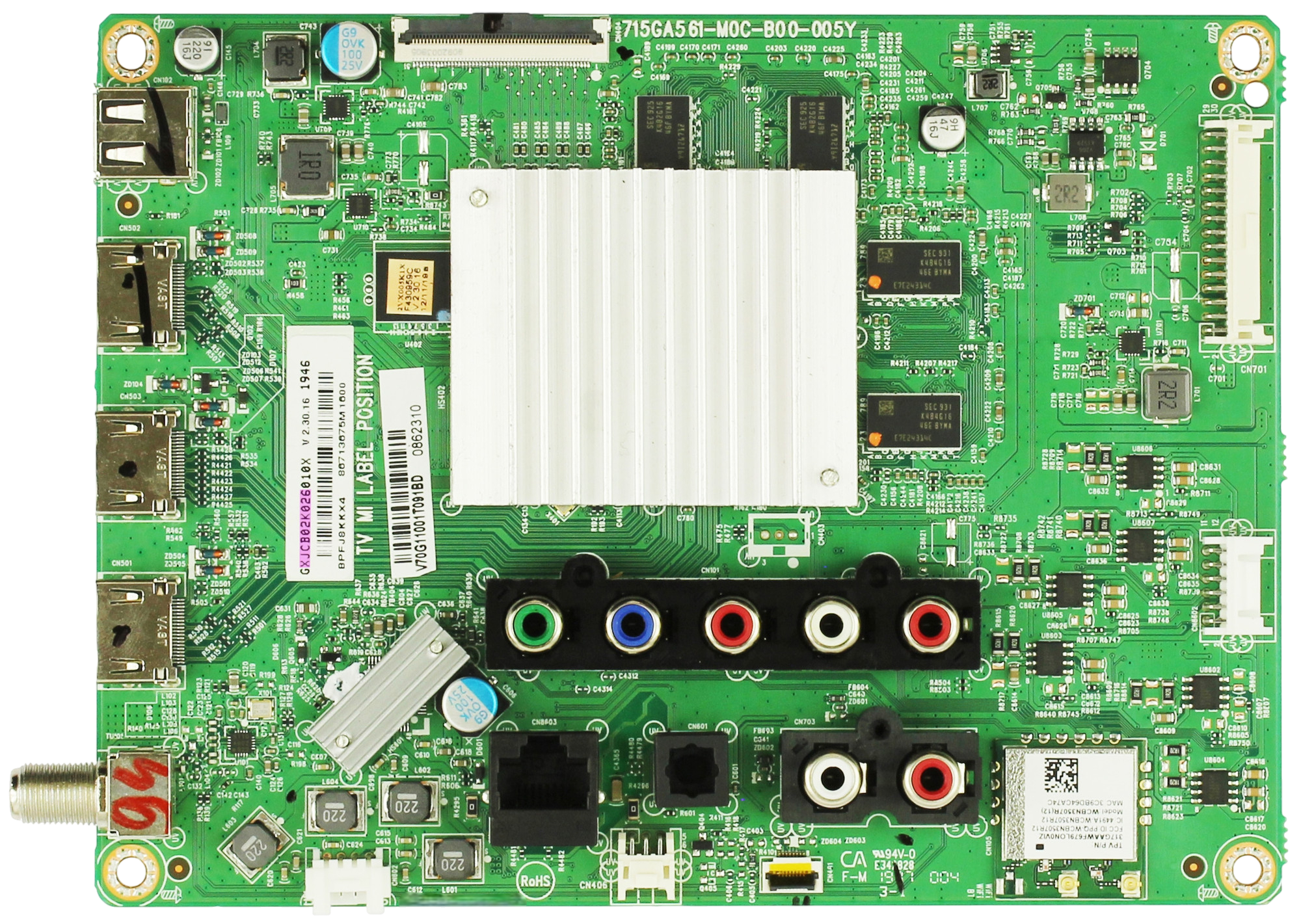 756TXJCB02K026 Vizio Main Board, 715GA561-M0C-B00-005Y, V705-G1