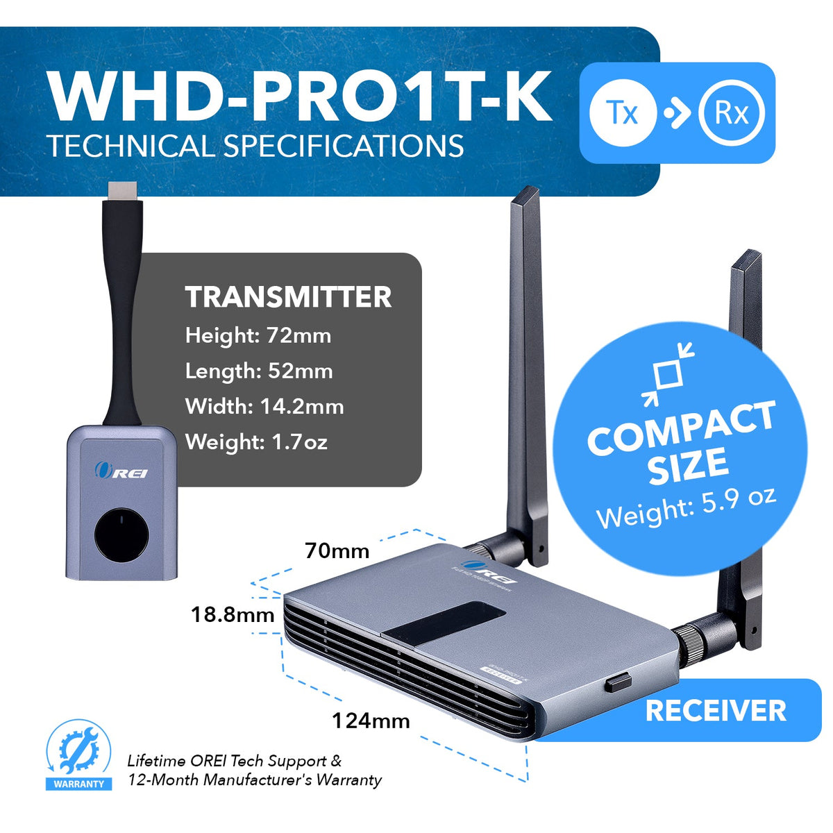 1080p Wireless HDMI™ Extender - 100ft-WHD-PRO1T-K