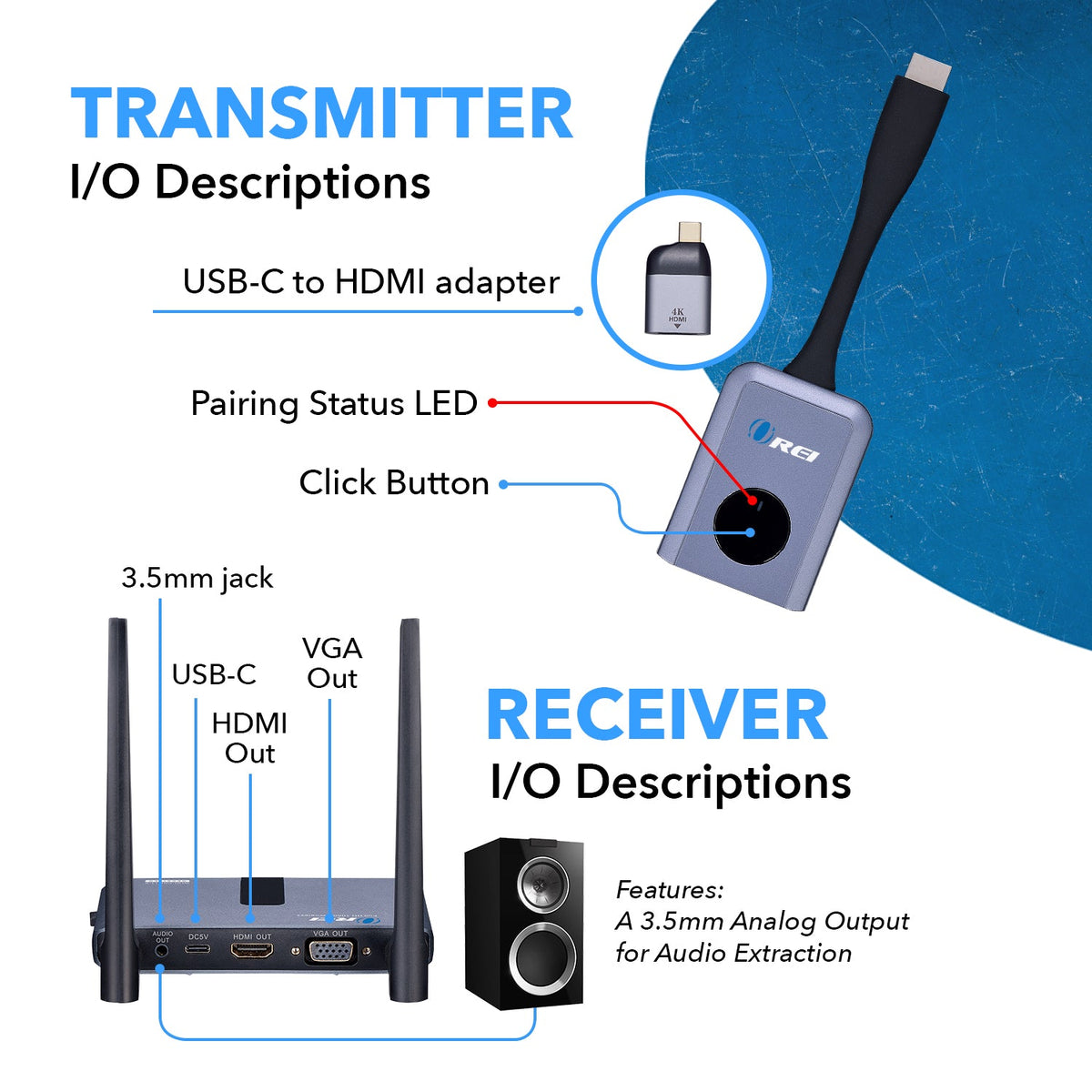 1080p Wireless HDMI™ Extender - 100ft-WHD-PRO1T-K