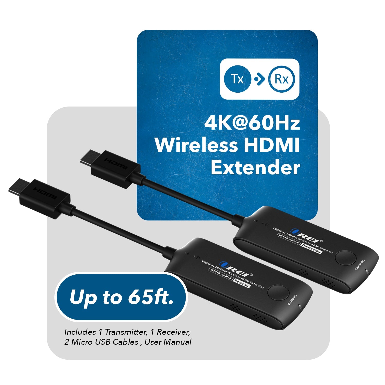 4K@60hz Wireless HDMI™ Extender - 65ft (WUHD-66M-K)