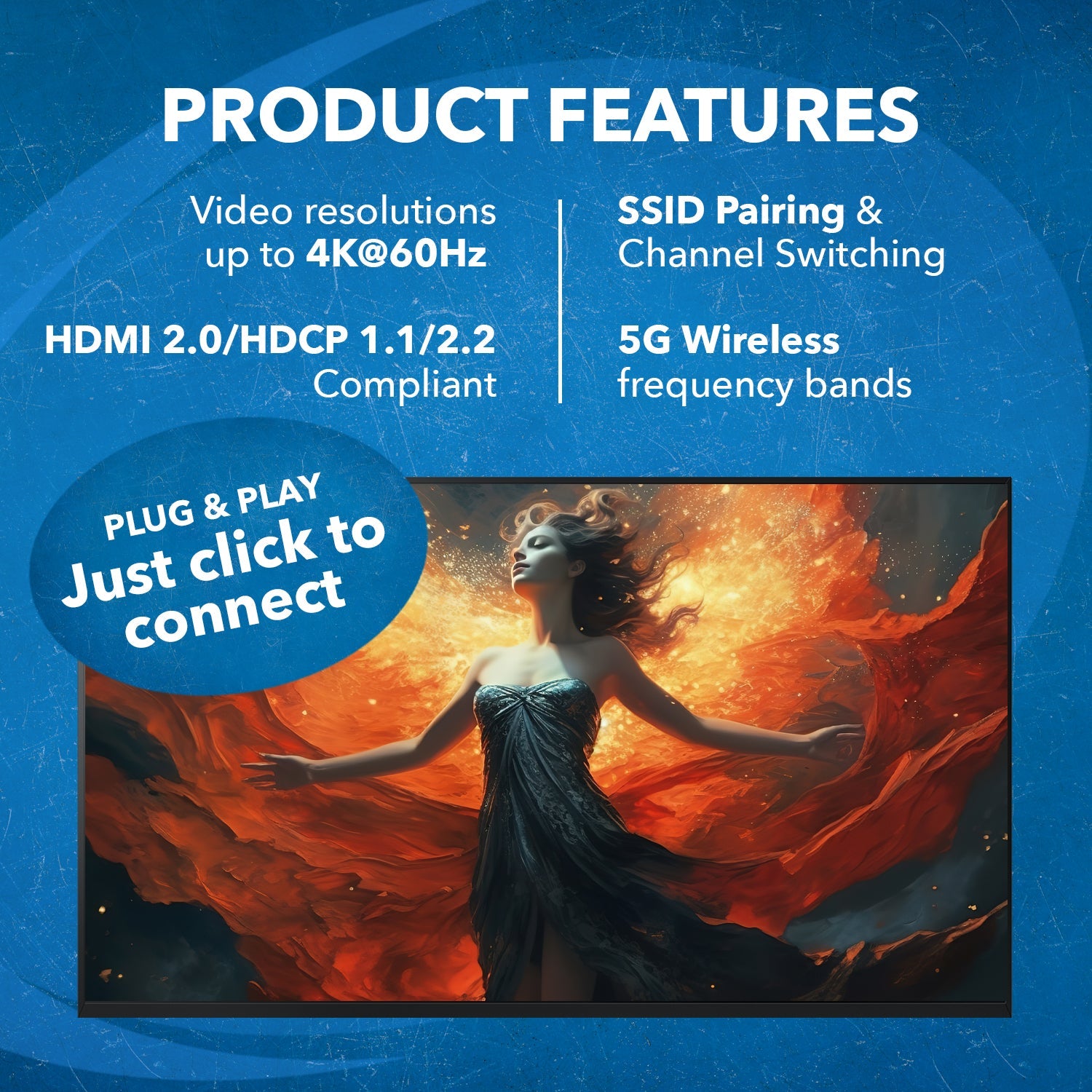 4K@60hz Wireless HDMI™ Extender - 65ft (WUHD-66M-K)