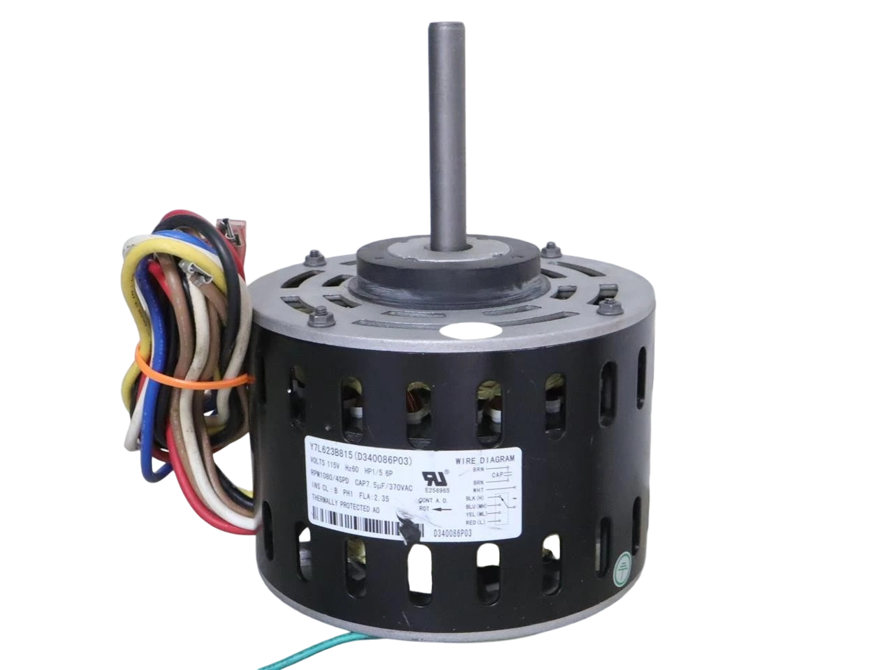 TRANE Y7L623B815 Furnace Blower Motor D340086P03 115V 1/5HP 1080RPM 4SPD
