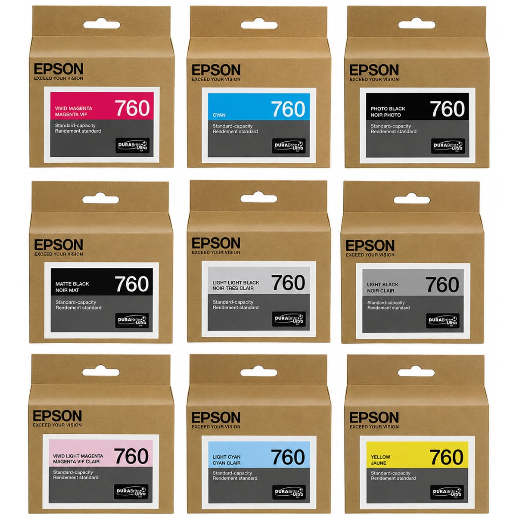 New, Pre-Owned - Epson T760 Ultrachrome HD Ink Cartridge Complete Set