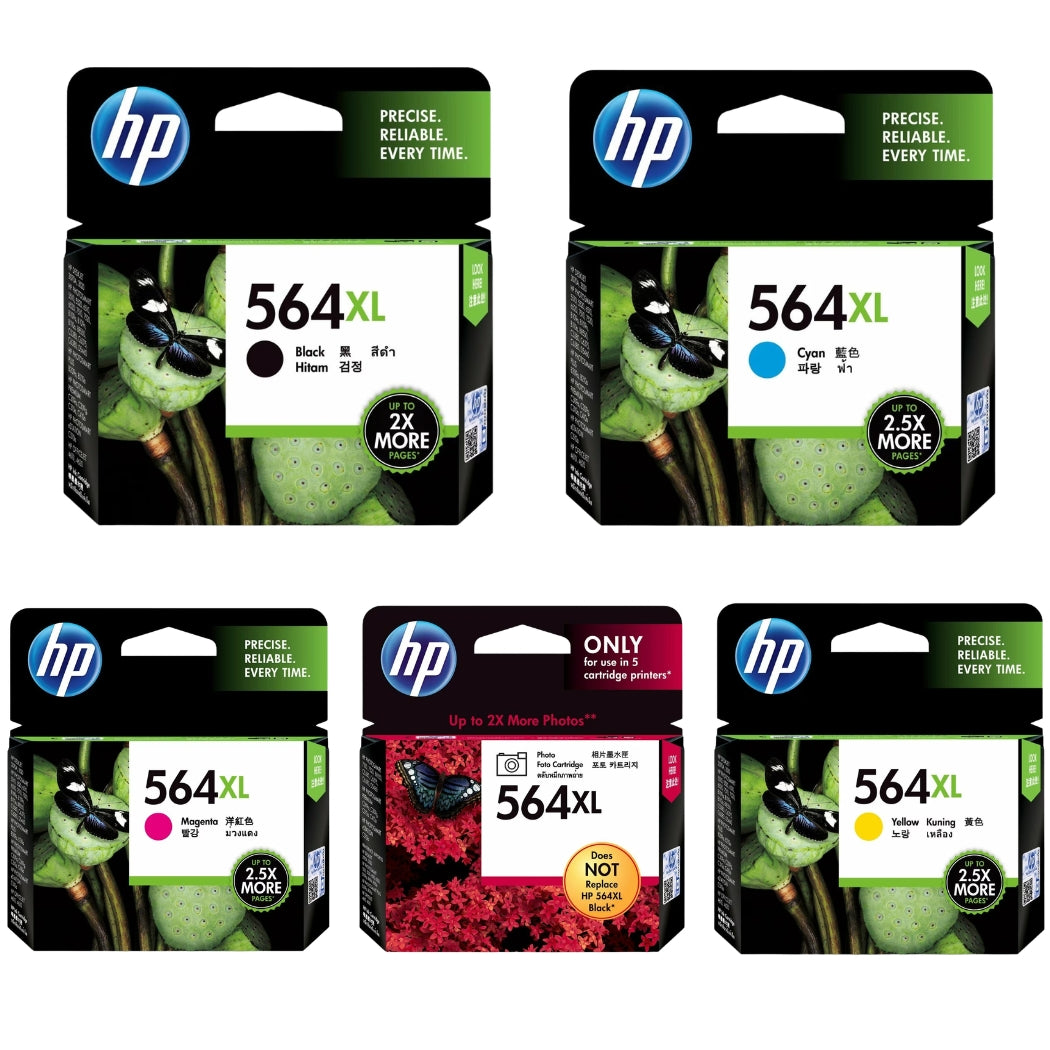 New, Pre-Owned - HP 564XL Black and Color Ink Cartridges-5pack