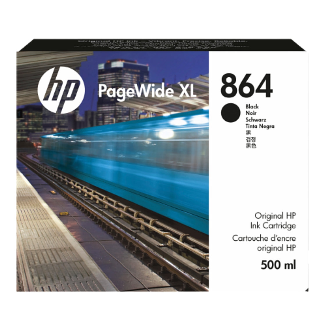 New, Pre-Owned - HP 864 500ml Black PageWide XL Ink Cartridge, 3ED86A