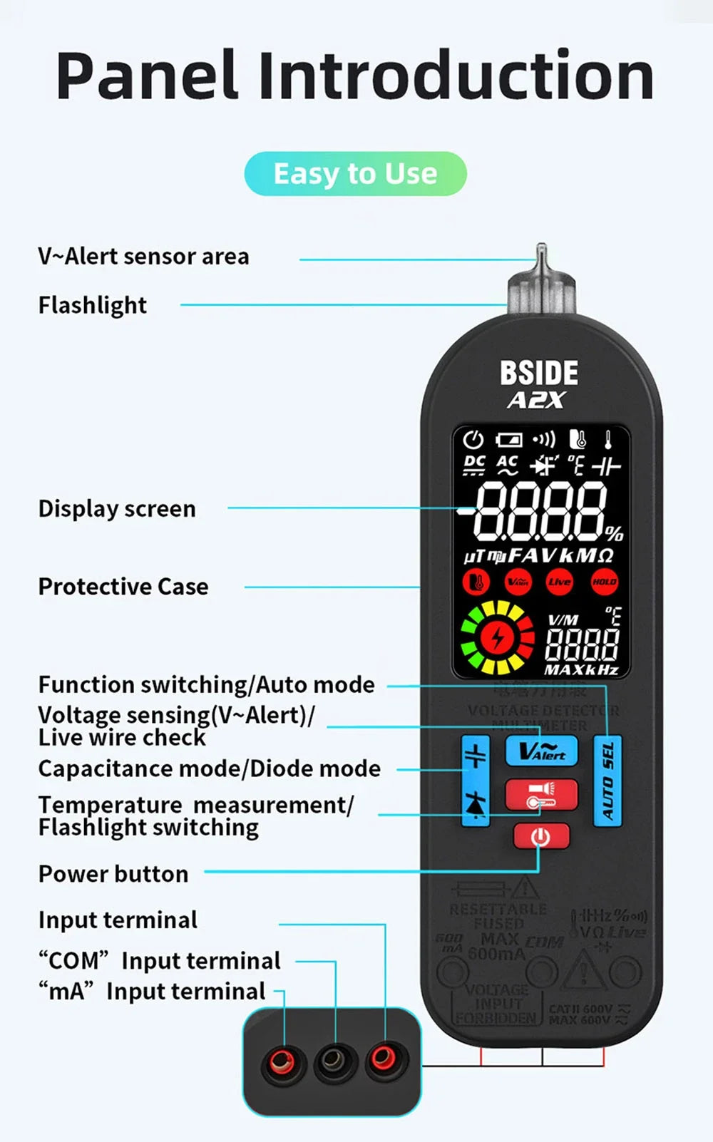 BSIDE A2X USB Rechargeable Multimeter