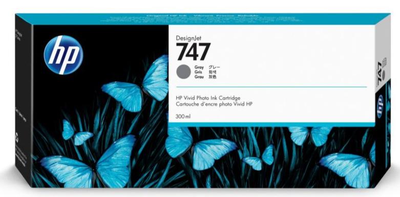 New, Pre-Owned - HP 747 300-ml Gray DesignJet Ink Cartridge, P2V86A