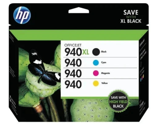 New, Pre-Owned - HP 940XL Black and 940 Color Combo 4.PK Inkjet Cartridge, CZ143FN