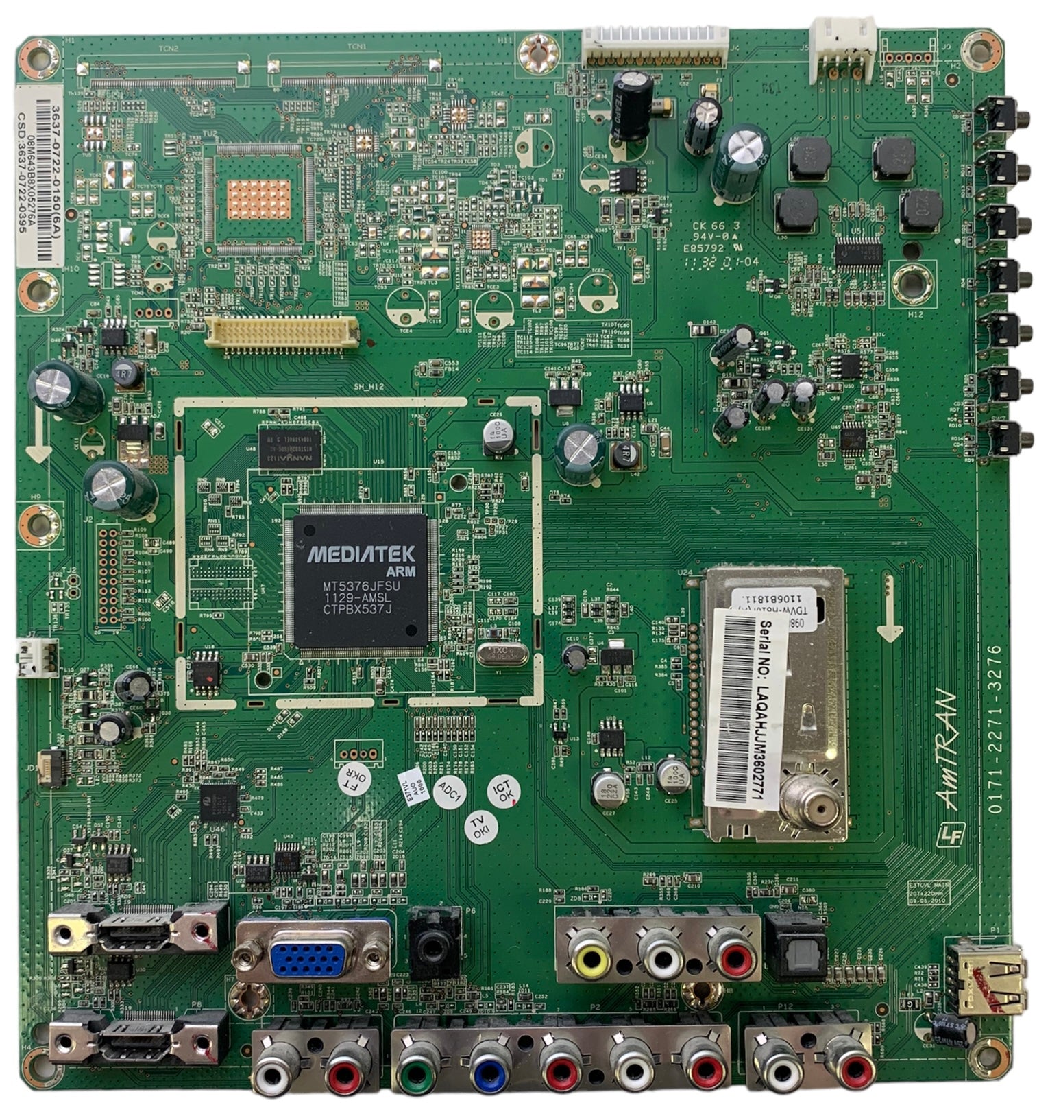 Vizio 3637-0722-0150 (0171-2271-3276) Main Board for E371VL