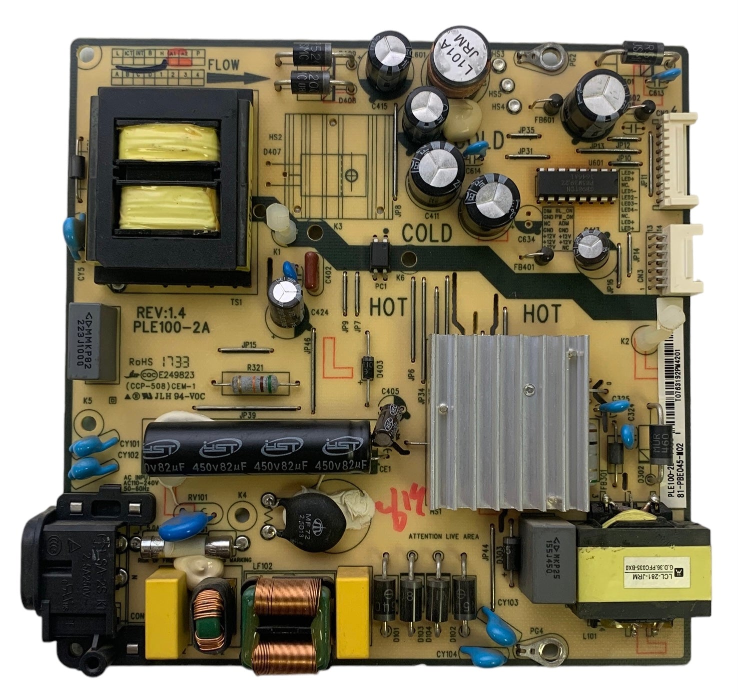 TCL 81-PBE045-M02 (PLE100-2B, PLE100-2A) Power Supply for 43S405TDAA