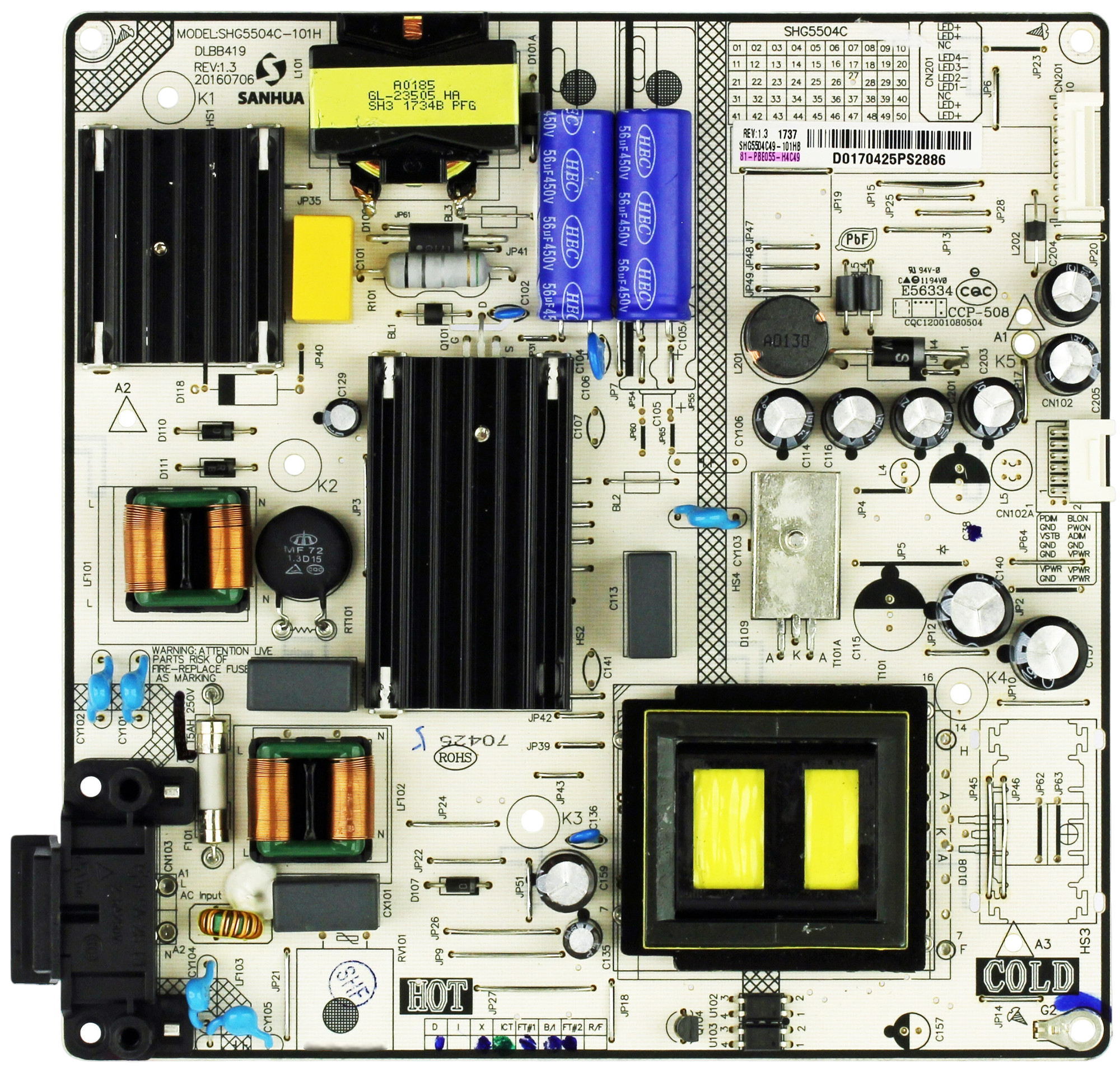 81-PBE055-H4C49 Hitachi Power Supply, SHG5504C49-101HB, CCP-508, SHG5504C, 60R70, 55R81