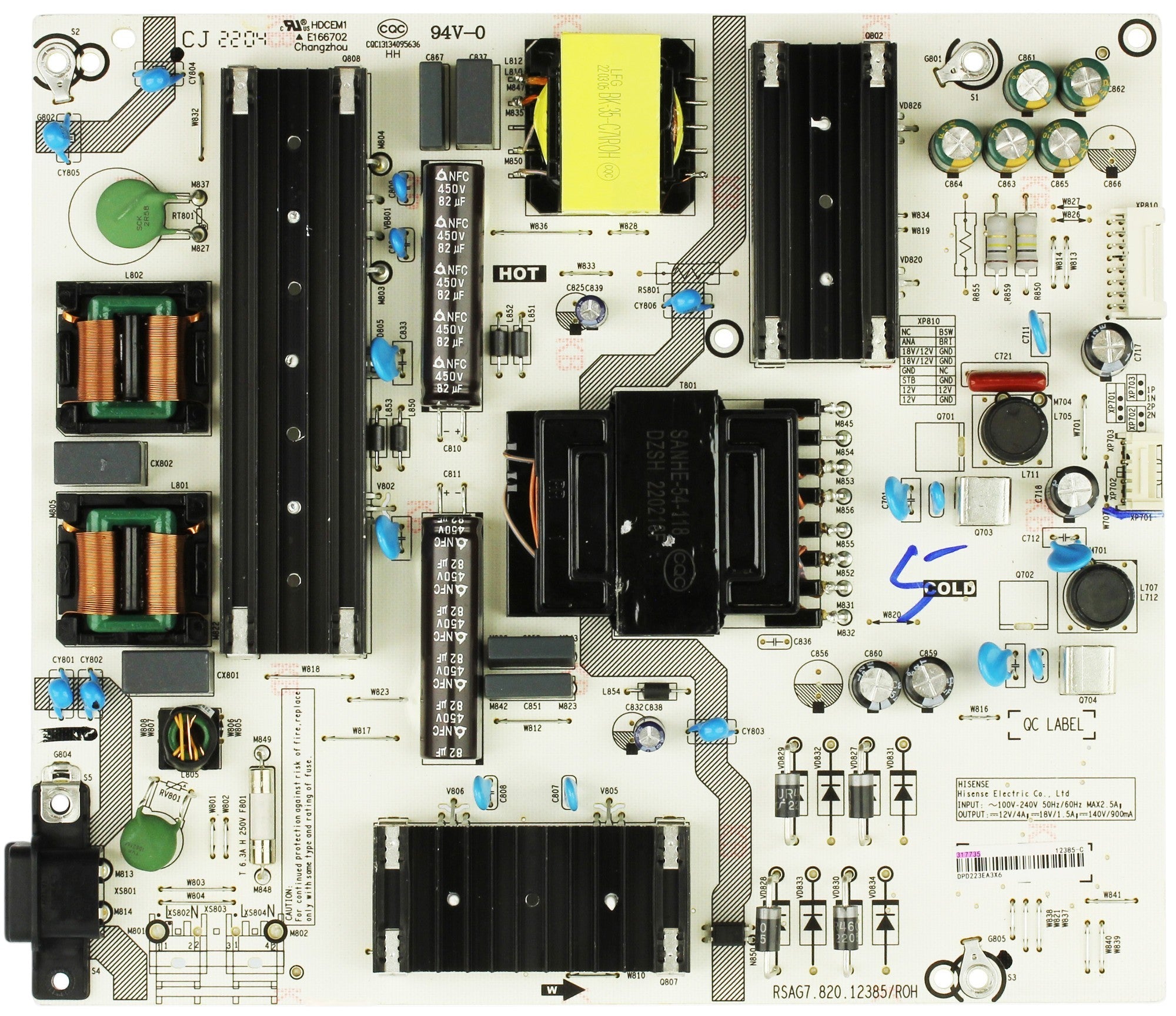 317735 Hisense Power Supply, RSAG7.820.12385/R0H, 70A6G3