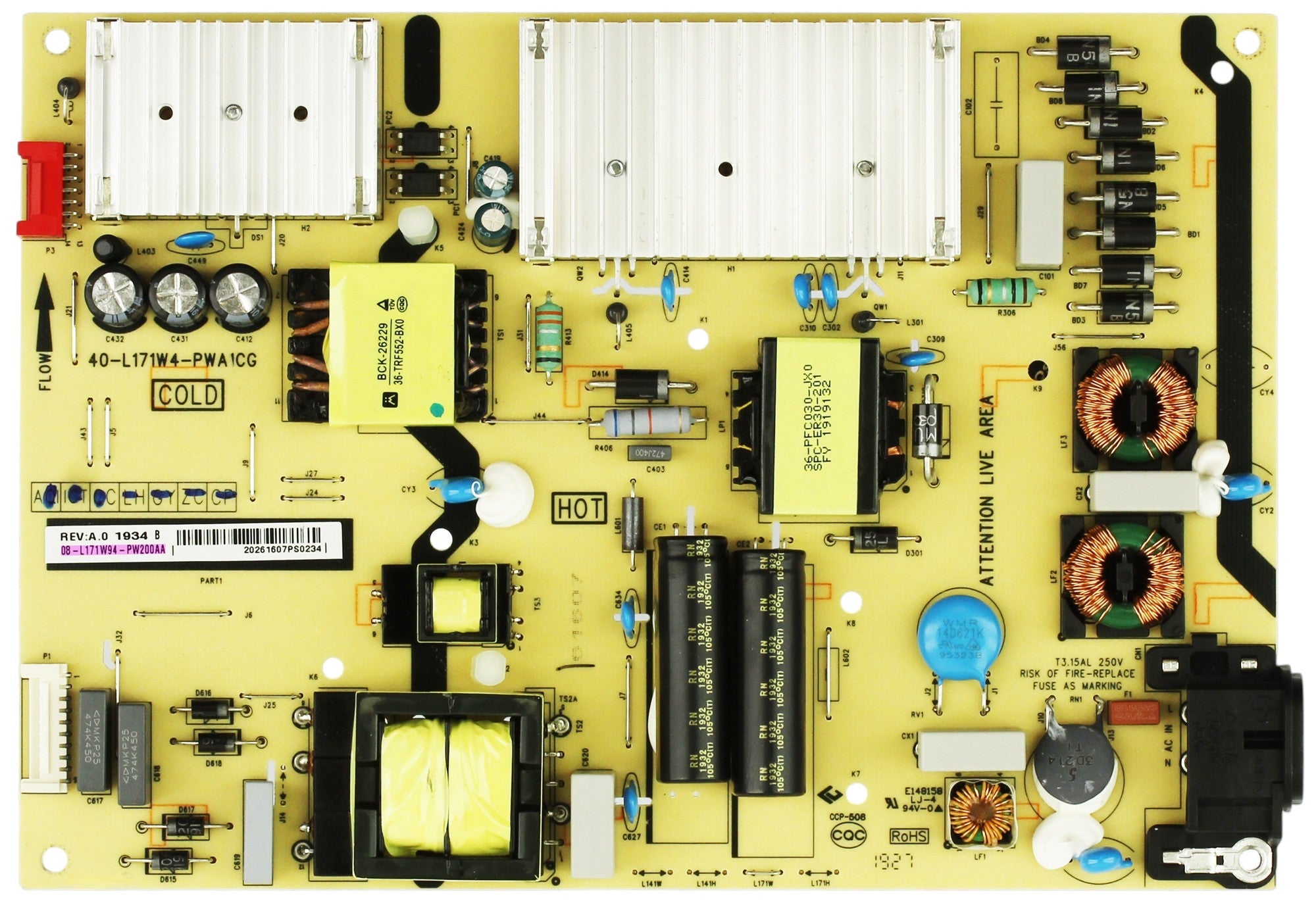 08-L171W94-PW200AA TCL Power Supply, 40-L171W4-PWA1CG, E148158, 65S423, 55S525