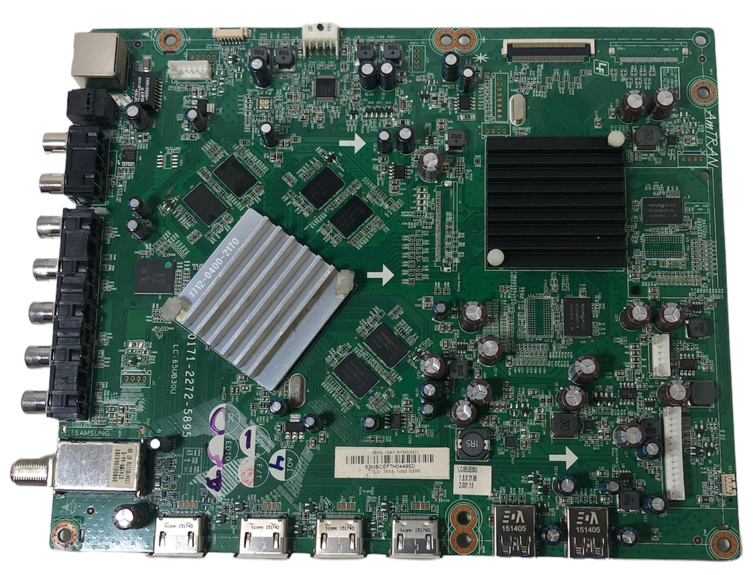 9LE365510920395 Sharp (3655-1092-0150) Main Board for LC-55UB30U