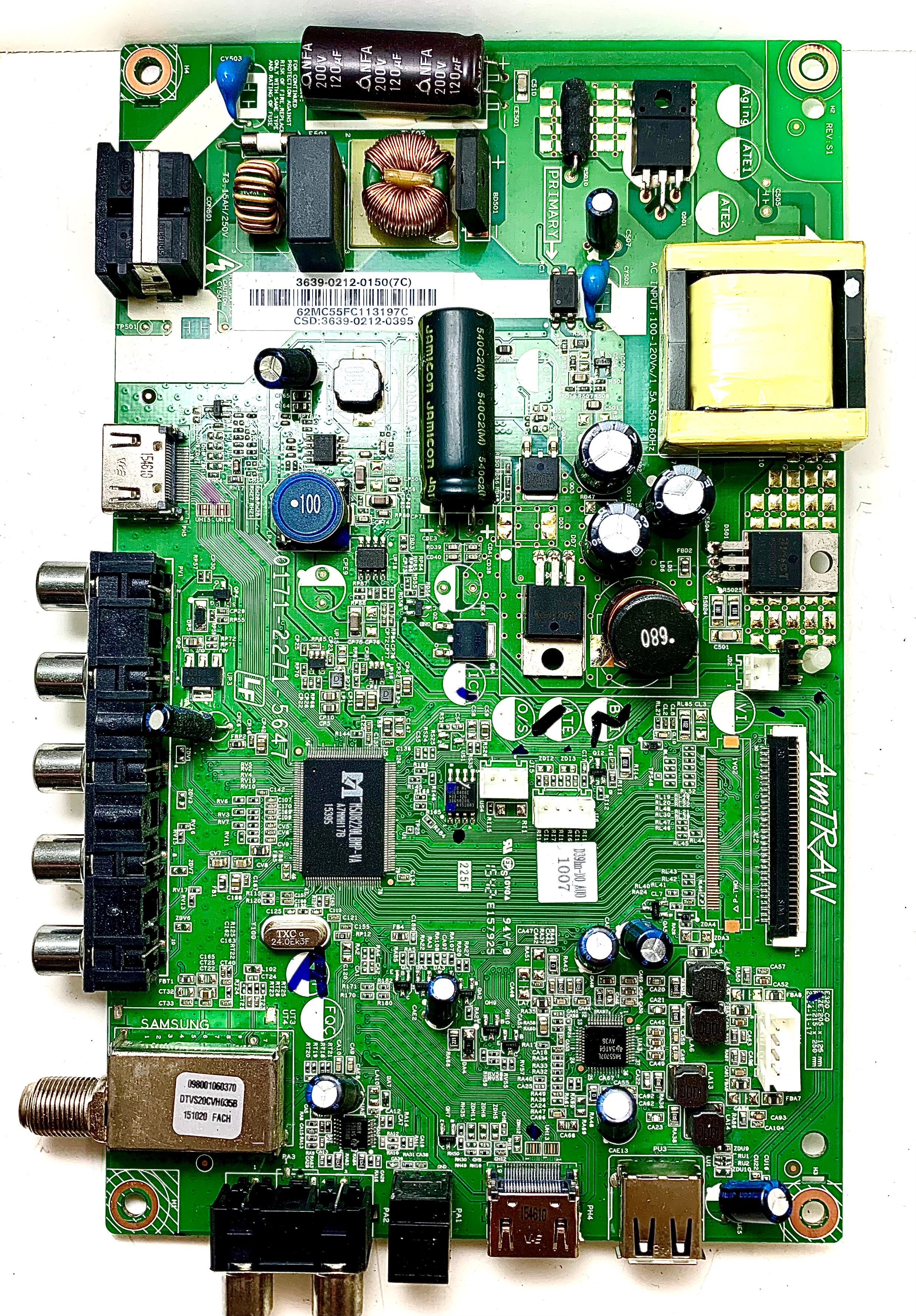 Vizio 3639-0212-0395 Main Board / PSU for D39HN-D0 (LAUAUABS / LAUAUABR Serial)
