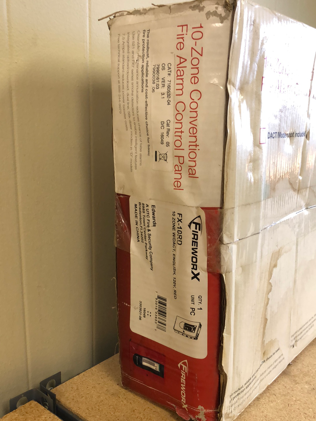 GE Security FX10RD Fire Alarm Control Panel FX Conventional 10 Zone 2 NAC's UD Dialer 24VDC Red