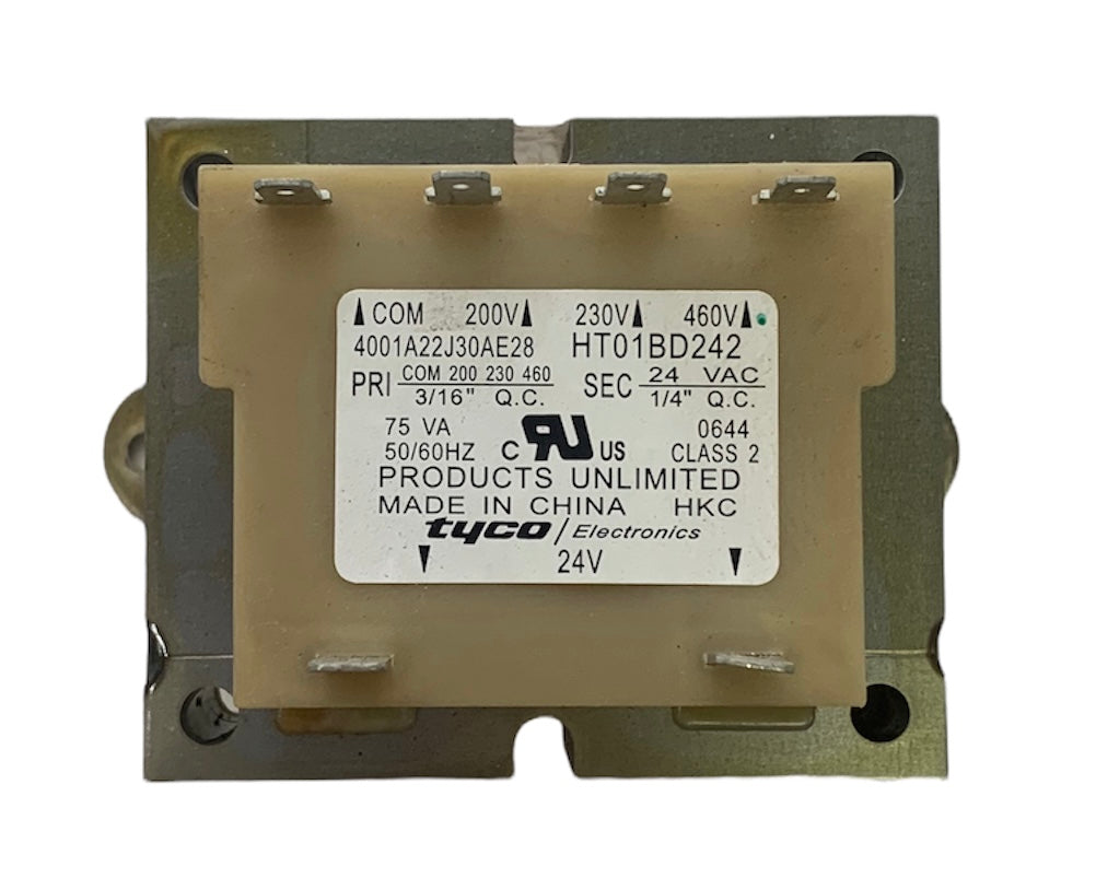 Carrier HT01BD242 Transformer Primary 200 / 230 / 460 VAC Secondary 24 VAC 75 VA