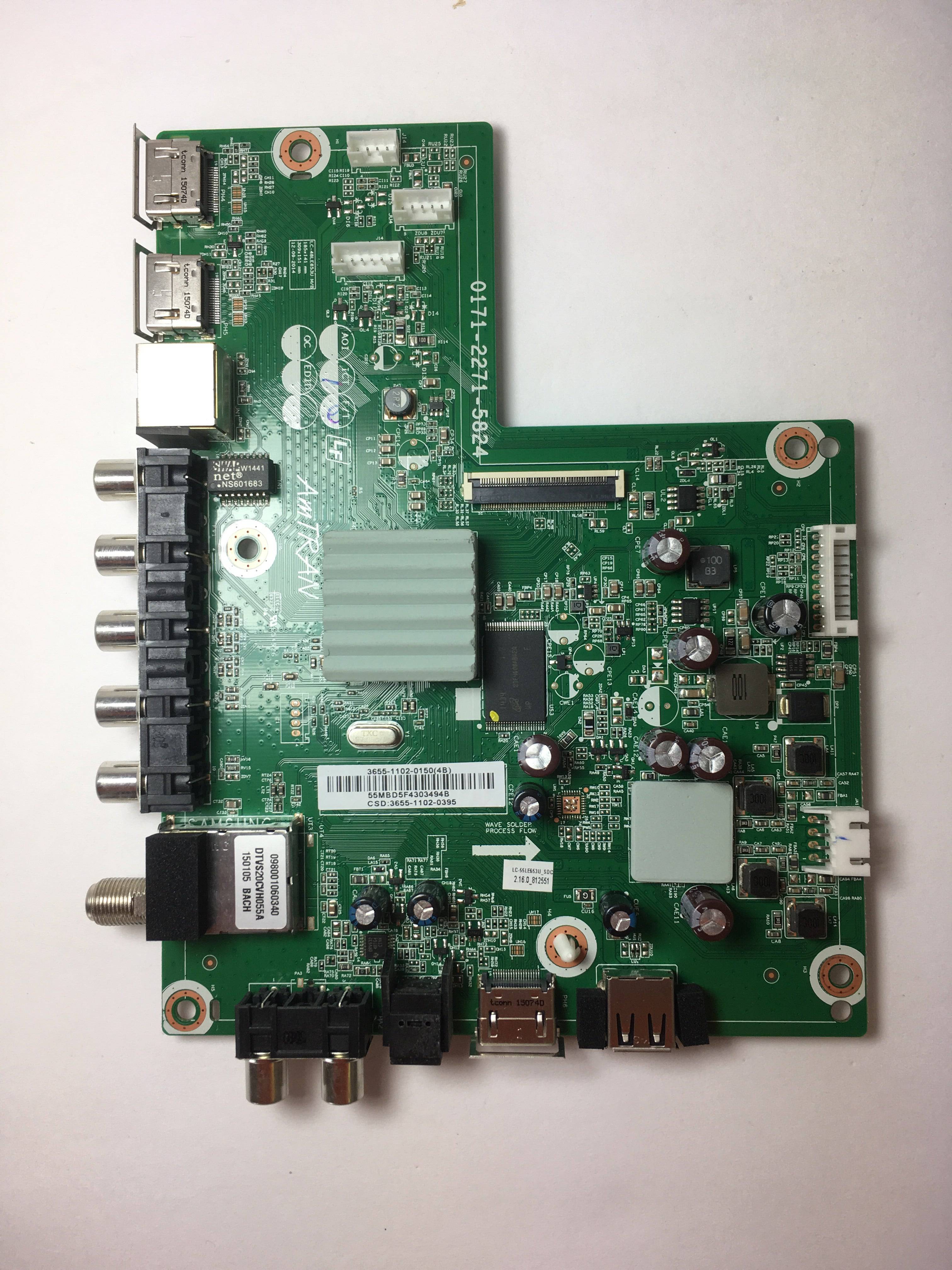 Sharp 9LE365511020395 (3655-1102-0150) Main Board for LC-55LE653U