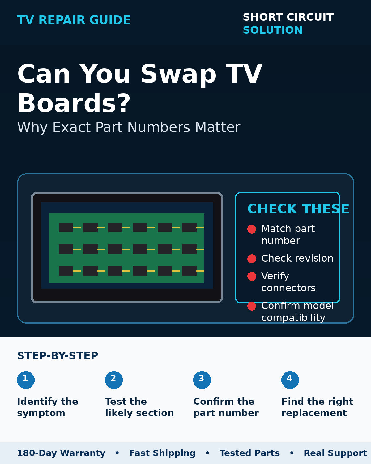 Can you swap TV boards and why exact part numbers matter