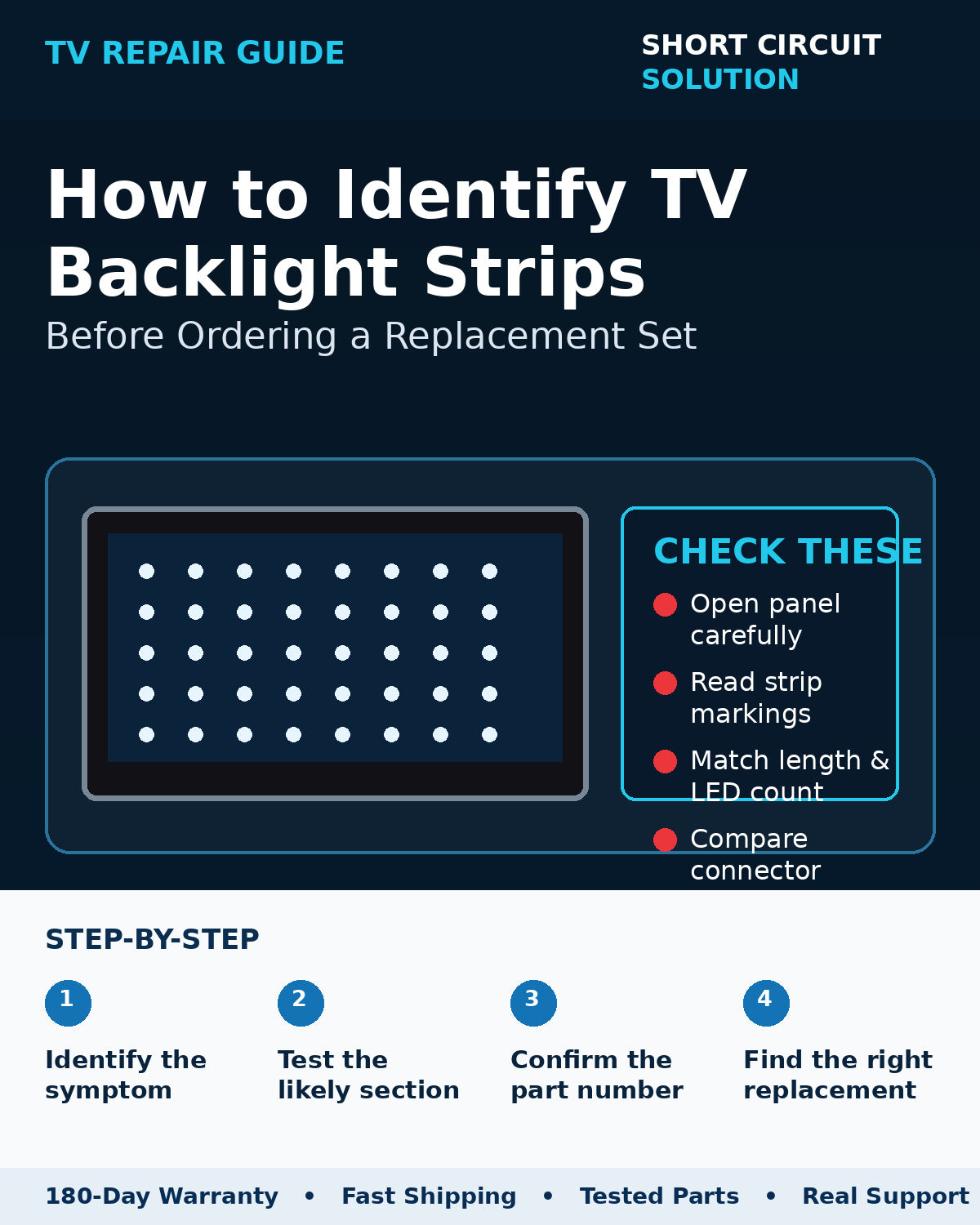 How to identify TV backlight strips before ordering replacement LEDs