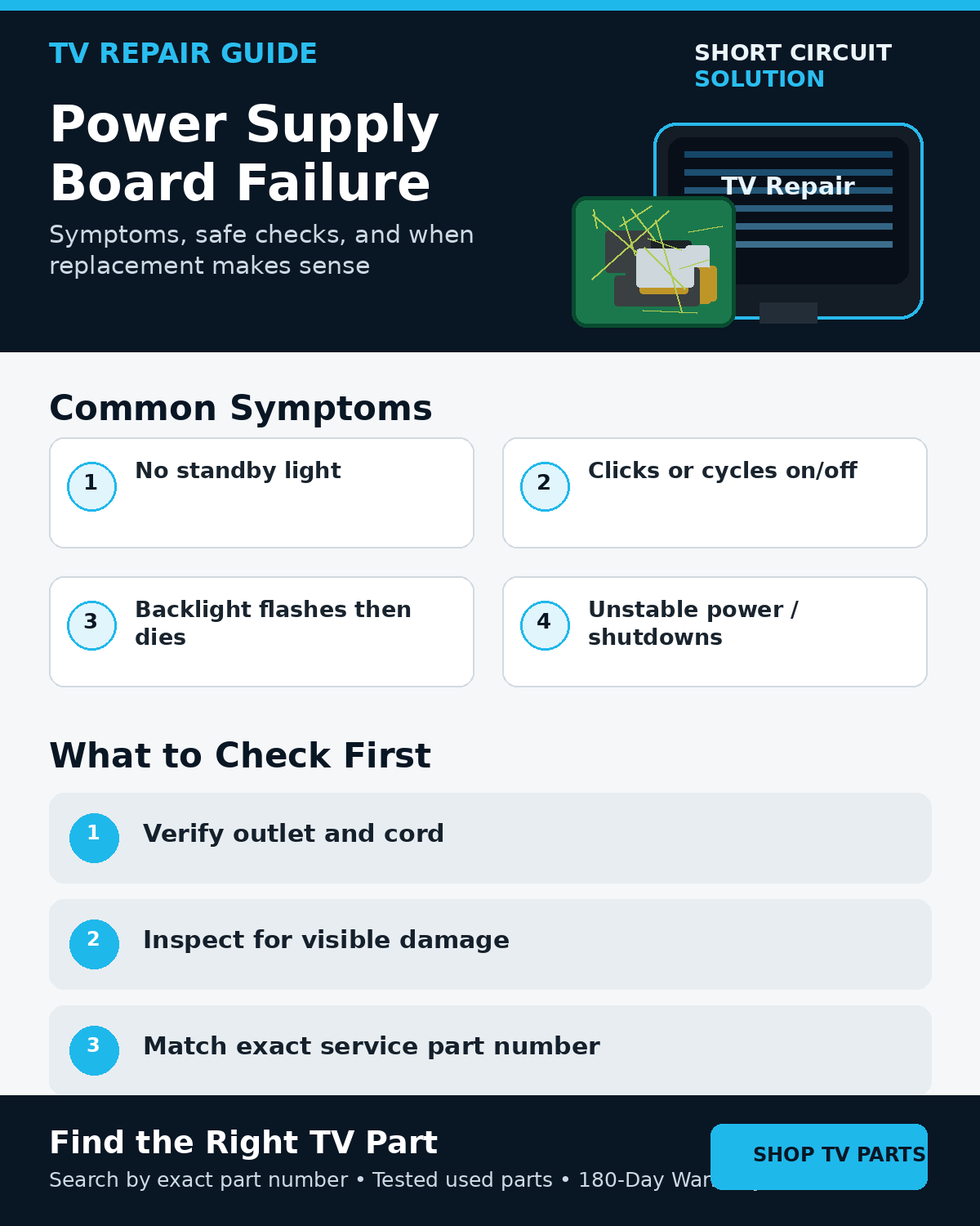 TV power supply board failure troubleshooting guide