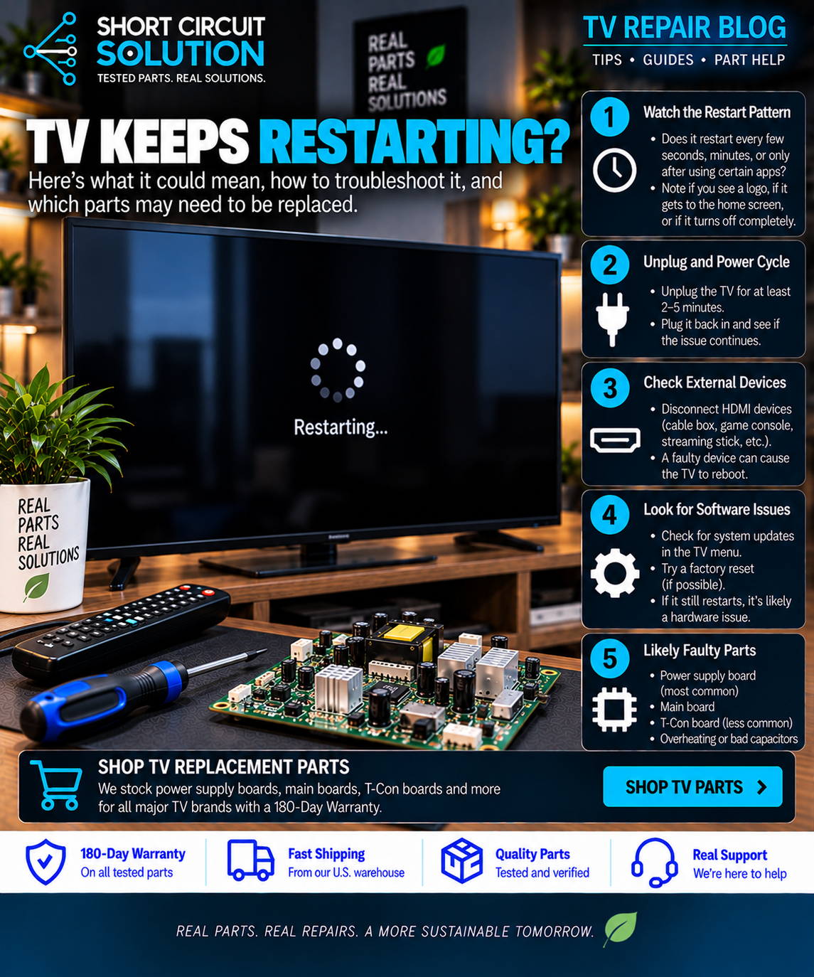 Samsung TV keeps restarting boot loop troubleshooting guide - Short Circuit Solution
