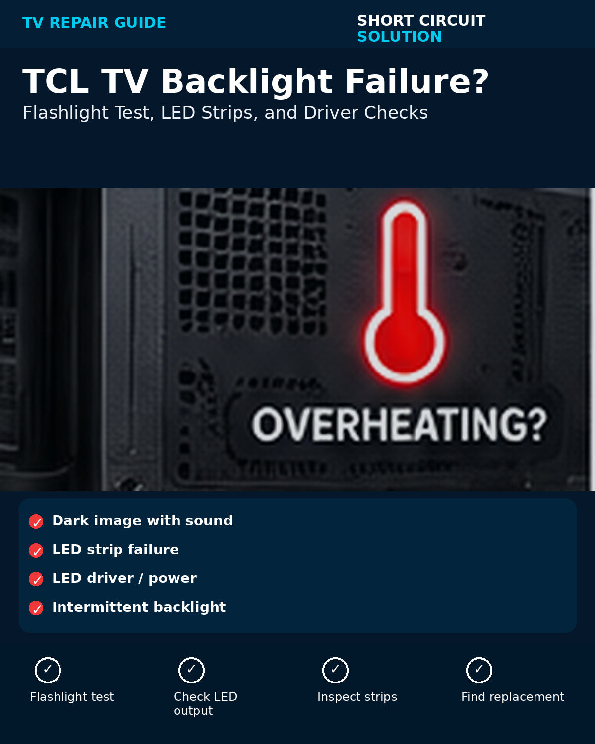 TCL TV Backlight Failure? Flashlight Test, LED Strips, and Driver Checks