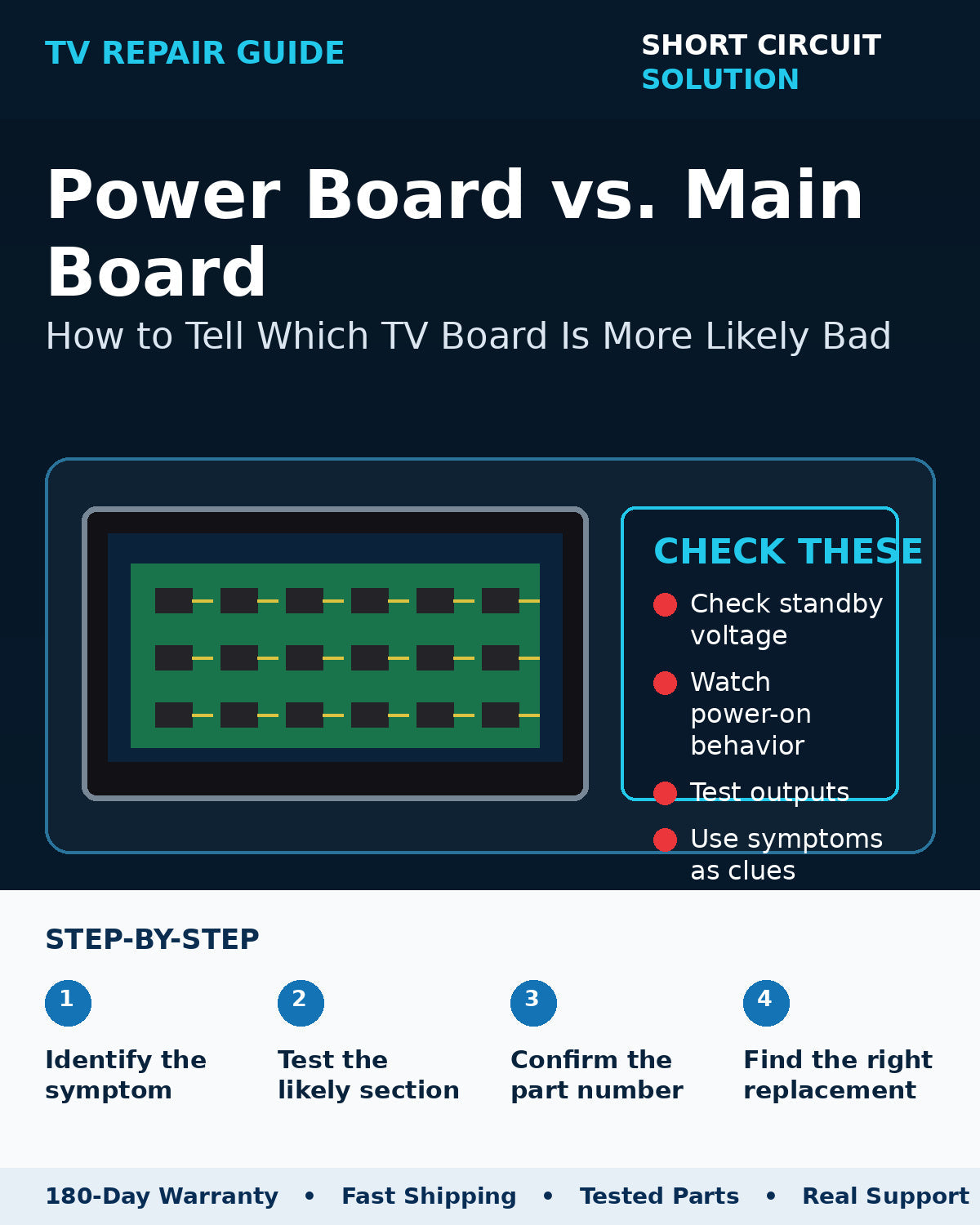 TV power board vs main board troubleshooting guide