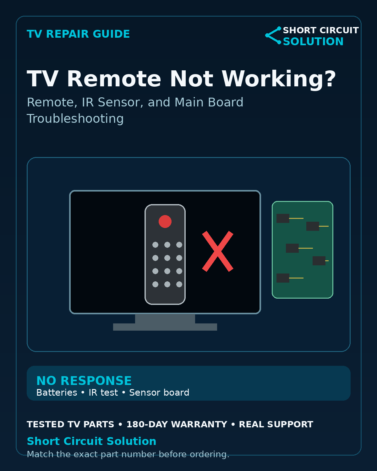 TV remote not working IR sensor troubleshooting guide - Short Circuit Solution