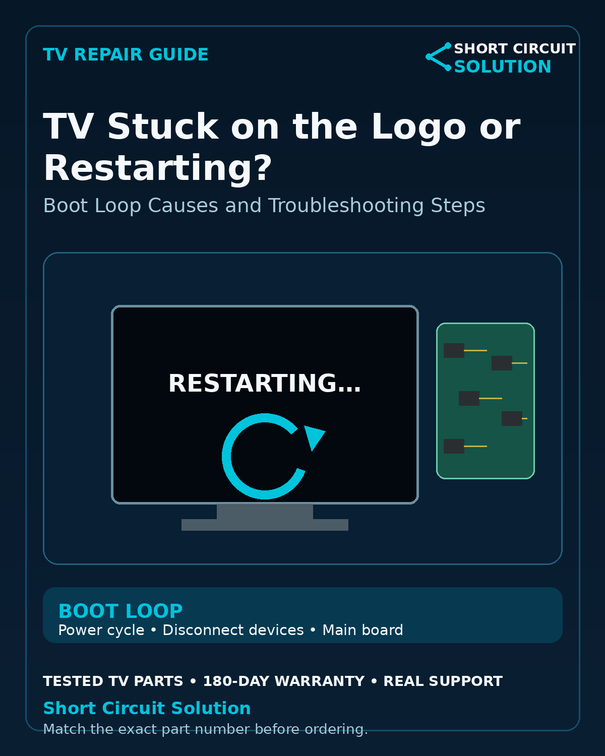 TV stuck on logo boot loop troubleshooting guide - Short Circuit Solution