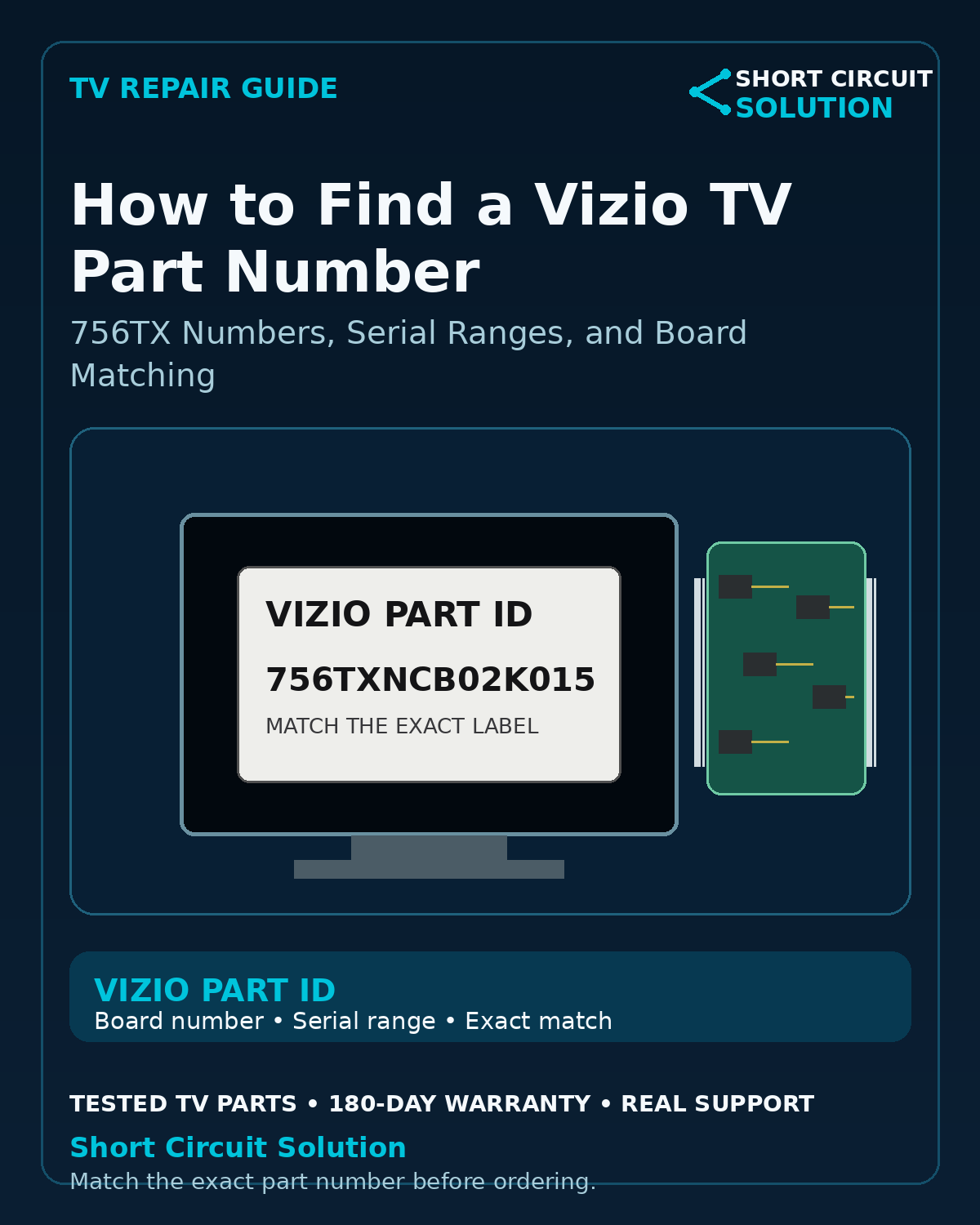Vizio TV part number identification guide - Short Circuit Solution