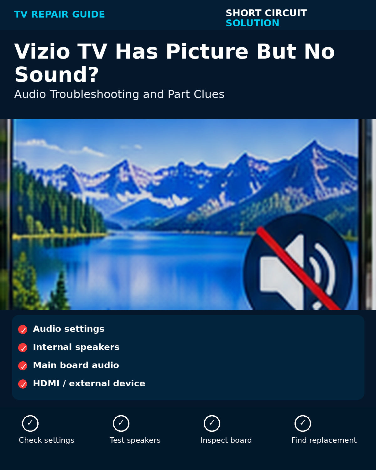 Vizio TV Has Picture But No Sound? Audio Troubleshooting and Part Clues