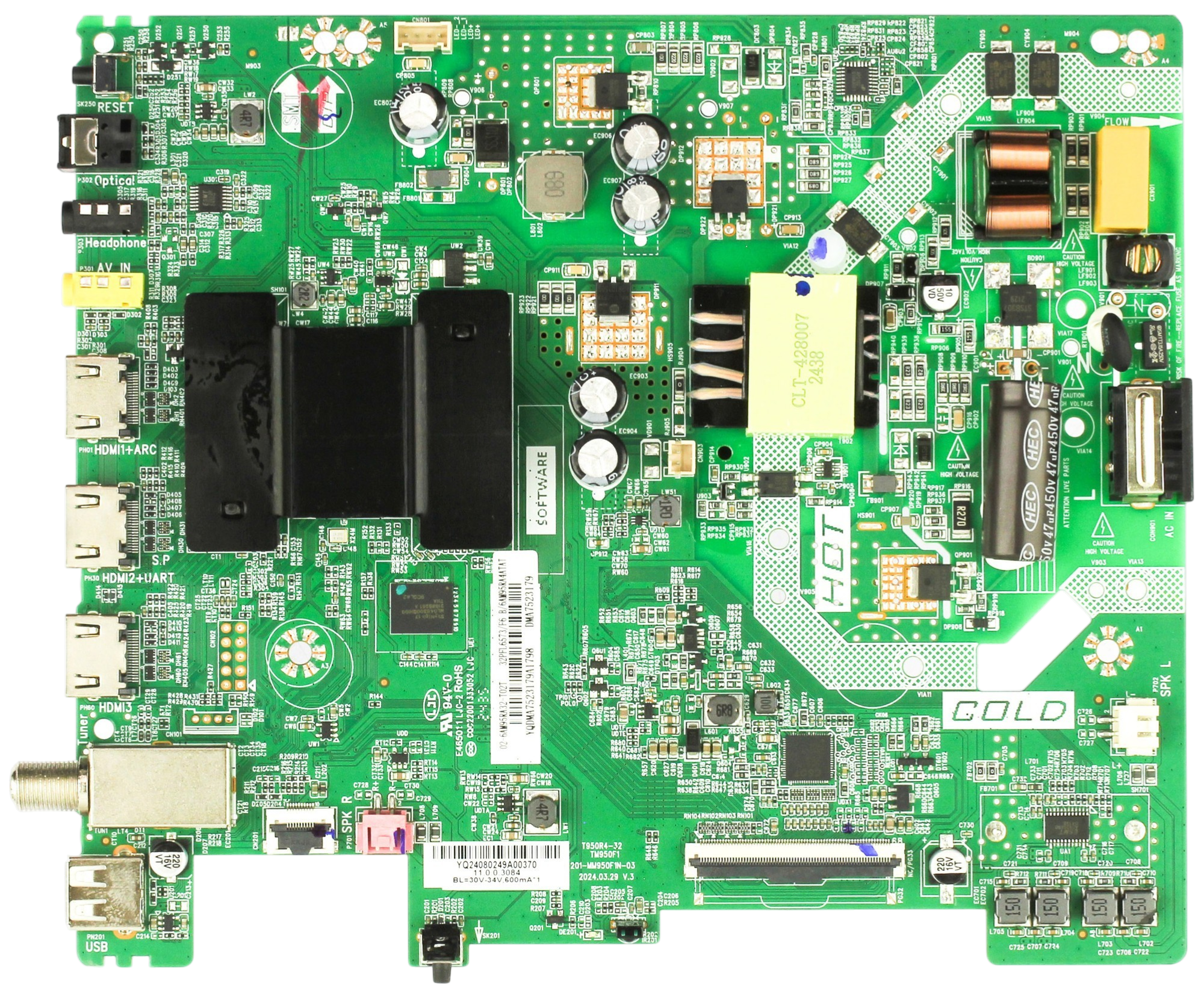 Philips 02-6AM95RA32-T02T Main Board / Power Supply for 32PFL6573/F6