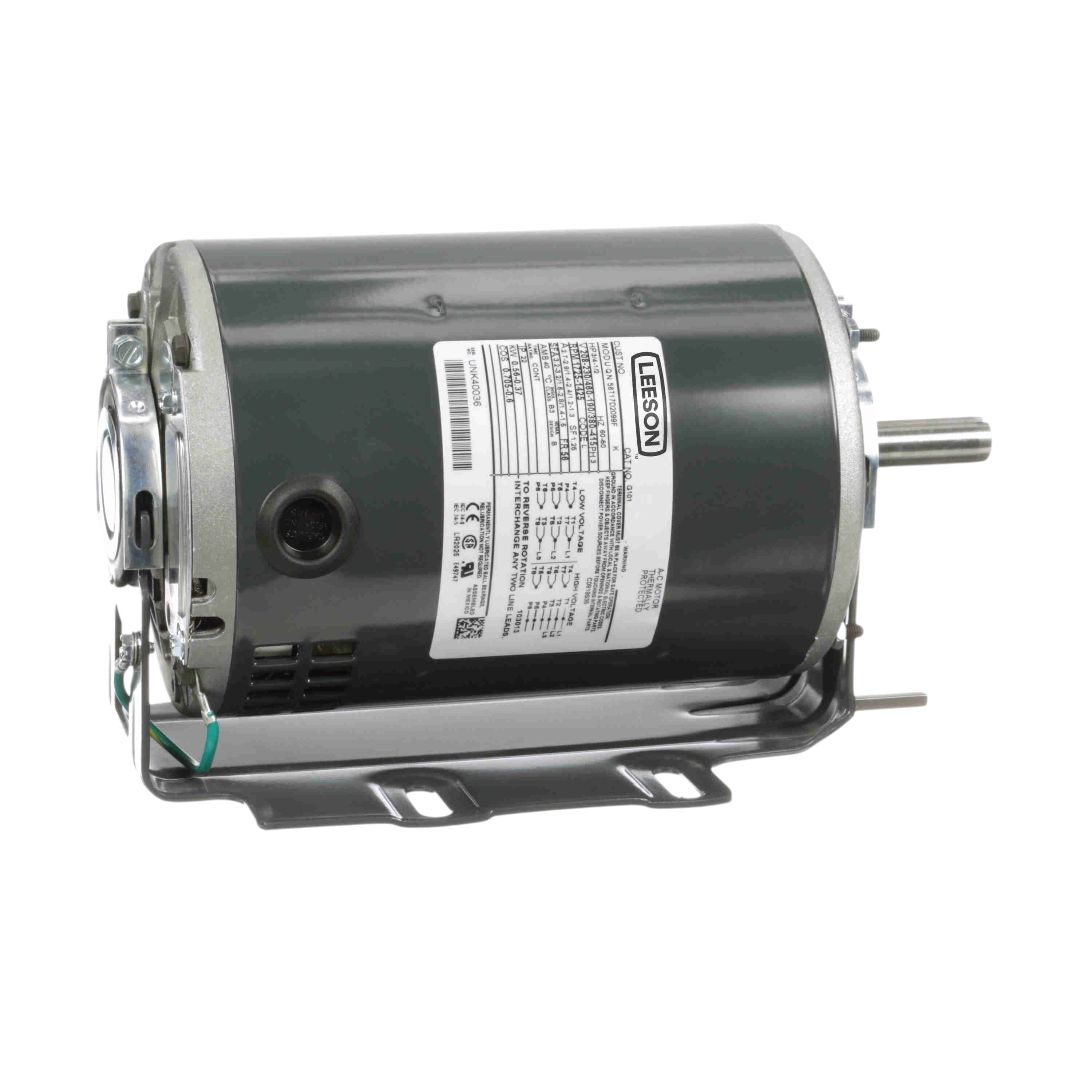 G101 056T17D2099 Leeson 3/4 HP 1725 RPM 3PH 208-230/460V 56 Blower Motor