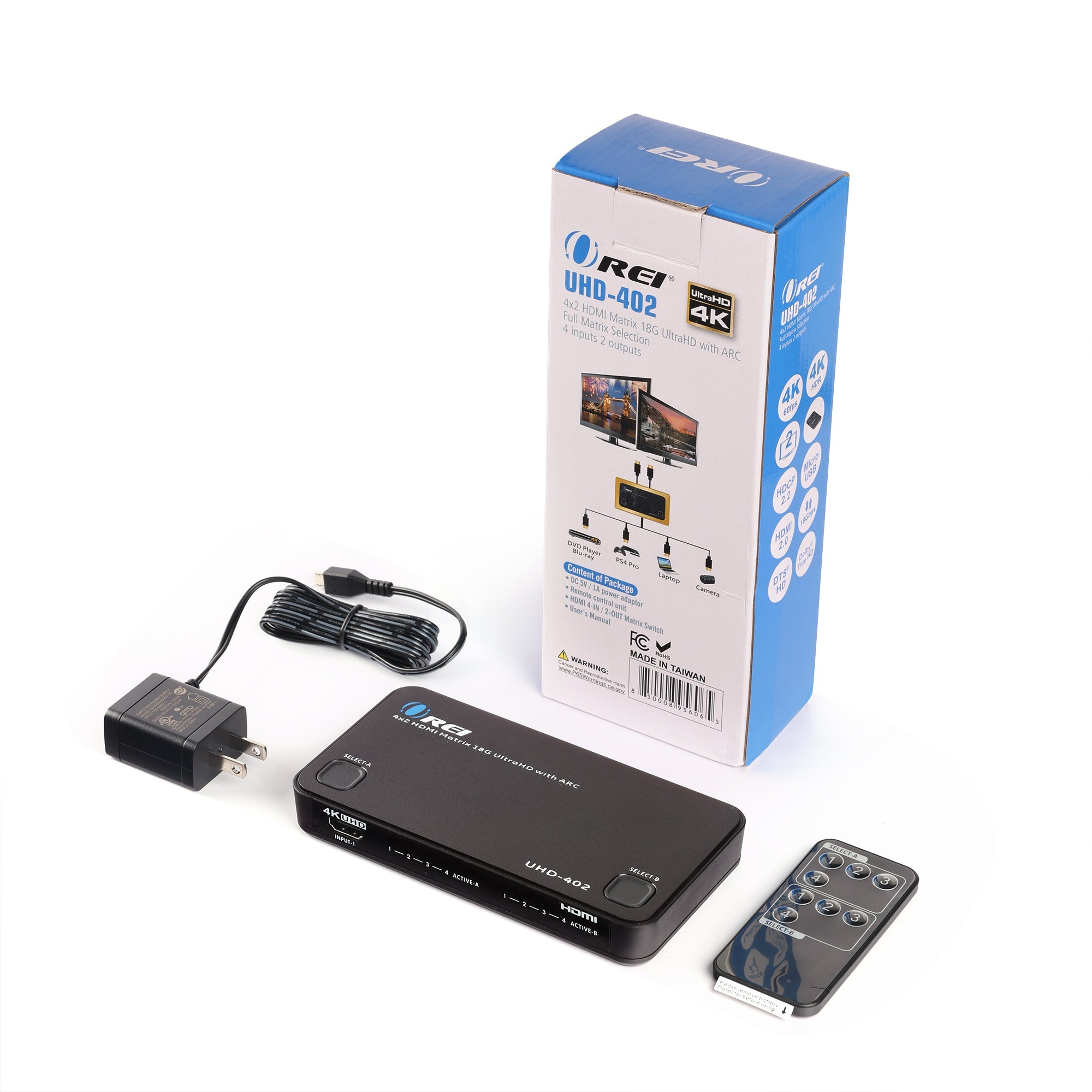 Orei 4K@60hz 4x2 HDMI Matrix with Audio Extract - Thumbnail 3