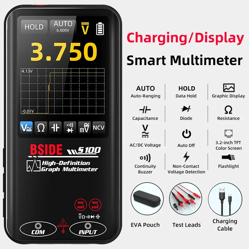BSIDE S100 Smart Graphic Multimeter Auto-Ranging Digital Tester