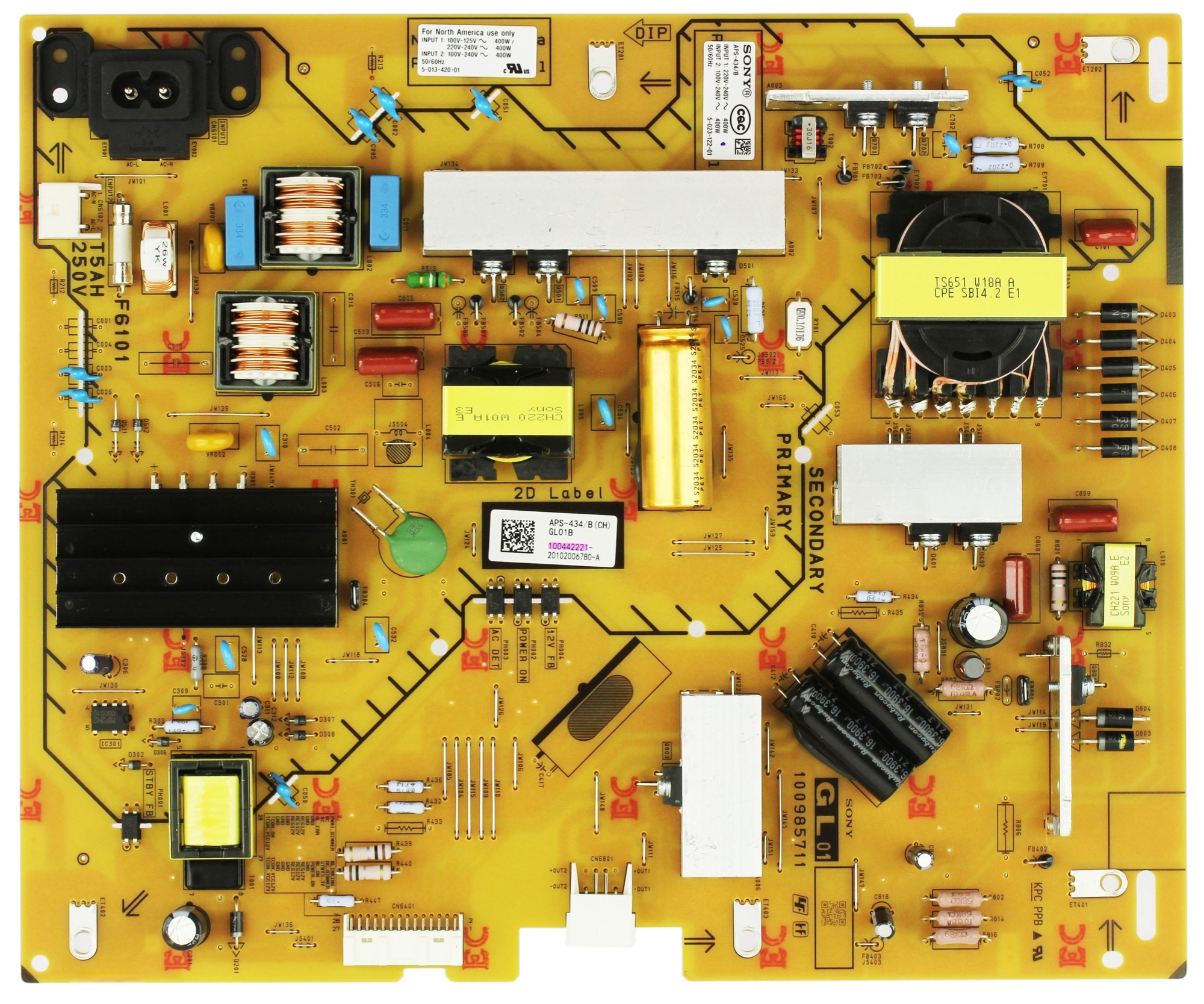 1-004-422-21 Sony Power Supply, 100985711, APS-434/B, KD-55X80J, KD55X79J, KD-55X85J, KD-55X80CJ, KD-55X80K