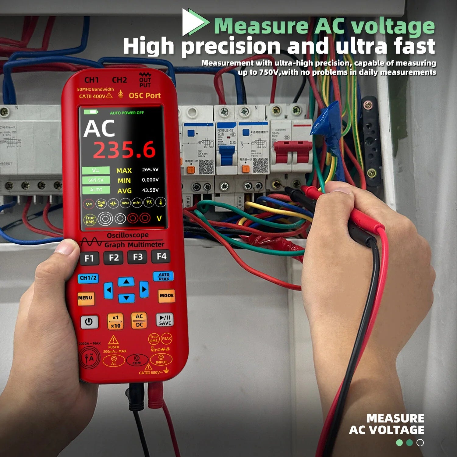 BSIDE O9 Dual Channel 50MHz Handheld Oscilloscope Multimeter Signal Generator