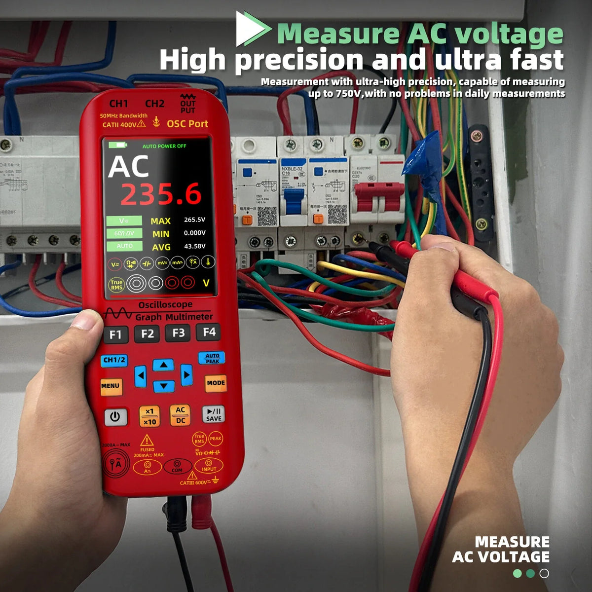 BSIDE O9 Dual Channel 50MHz Handheld Oscilloscope Multimeter Signal Generator