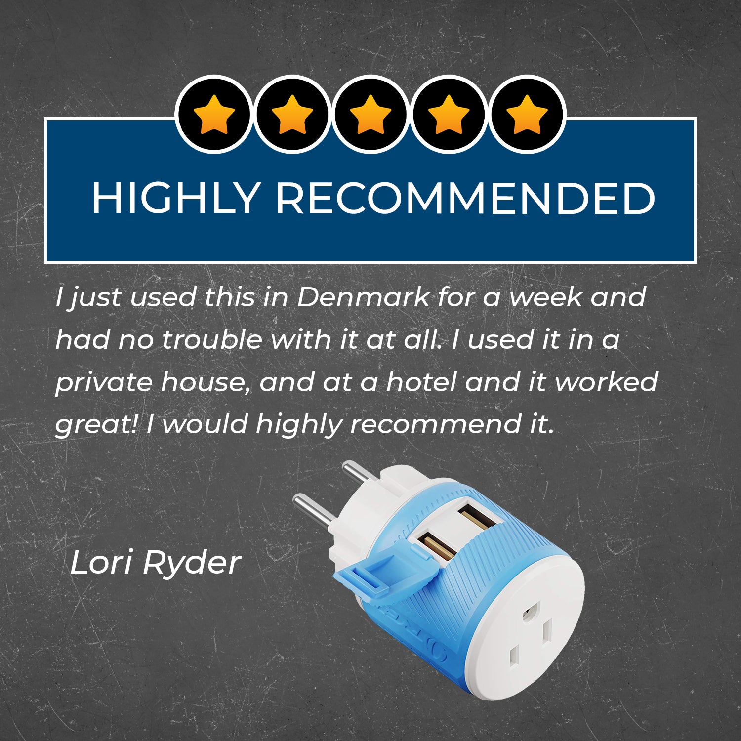 Denmark Travel Adapter - 3 in 1 - 2 USB - Type K - Compact Design (U2U-20)