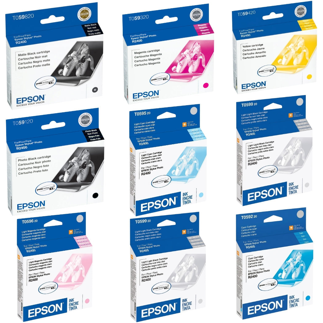 New, Pre-Owned - Original Epson 59 (T059) Black and Color 9pk Ink Cartridges