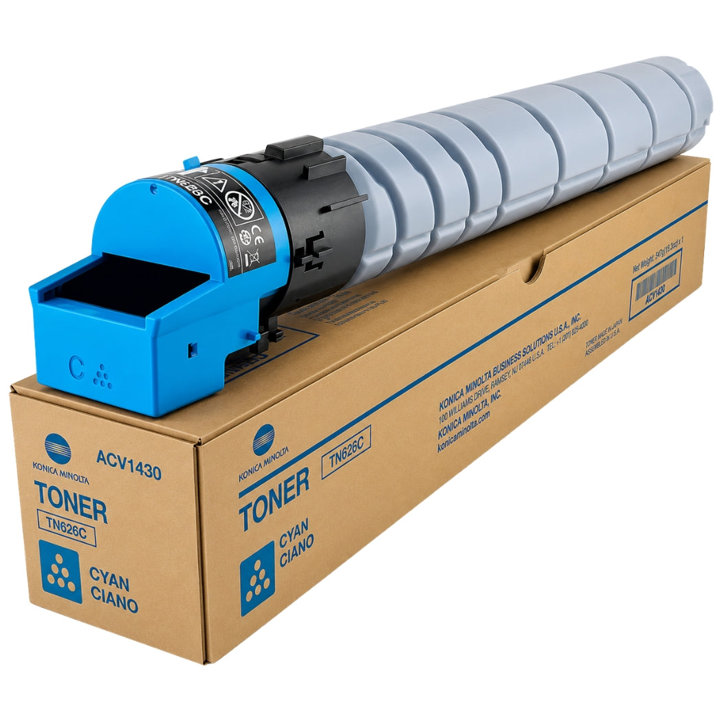 New, Pre-Owned - Konica Minolta TN626C Standard Yield Cyan Toner Cartridge, ACV1430