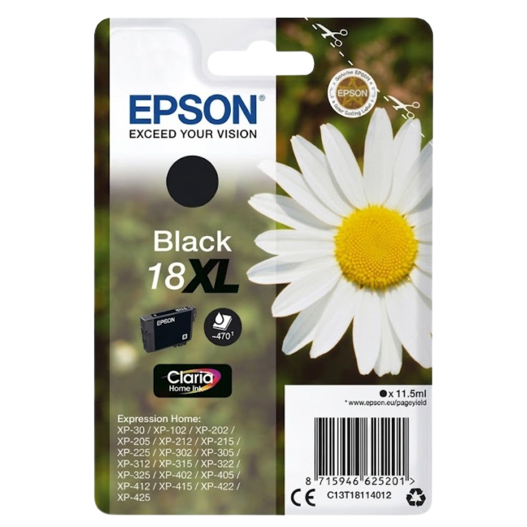 New, Pre-Owned - Epson 18XL High Yield Black Ink Cartridge, C13T18114012